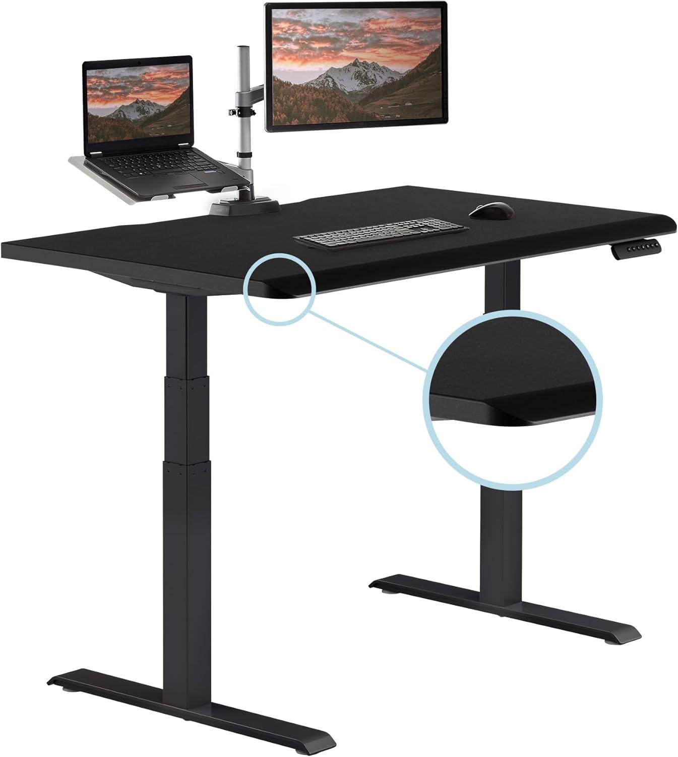 imageVari ComfortEdge Electric Height Adjustable Standing Desk 40x26 Varidesk SitStand Desk for Home Office Sloped Ergonomic Front Edge Stable Legs Easy Assembly 2 Boxes Walnut TopWhite LegsBlack Top Black Legs