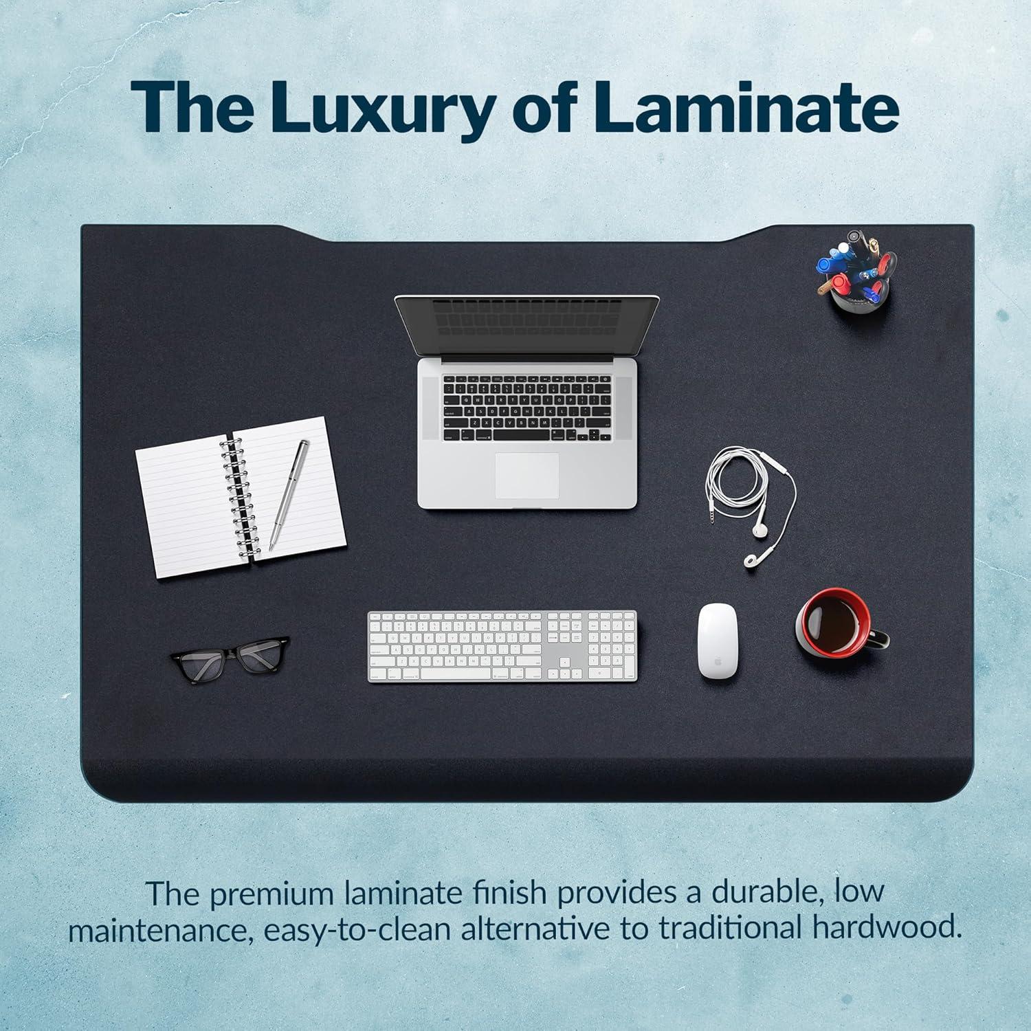 imageVari ComfortEdge Electric Height Adjustable Standing Desk 40x26 Varidesk SitStand Desk for Home Office Sloped Ergonomic Front Edge Stable Legs Easy Assembly 2 Boxes Walnut TopWhite LegsBlack Top Slate Legs