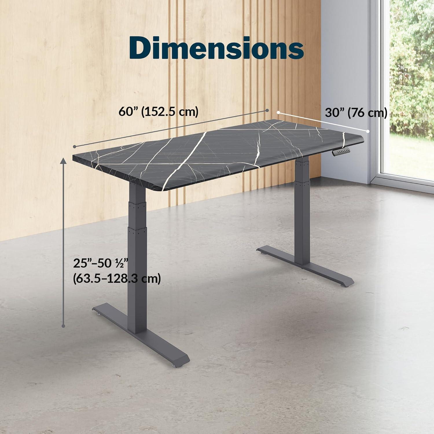 imageVari ComfortEdge Electric Height Adjustable Standing Desk 40x26 Varidesk SitStand Desk for Home Office Sloped Ergonomic Front Edge Stable Legs Easy Assembly 2 Boxes Walnut TopWhite LegsBlack Marble Top Slate Legs