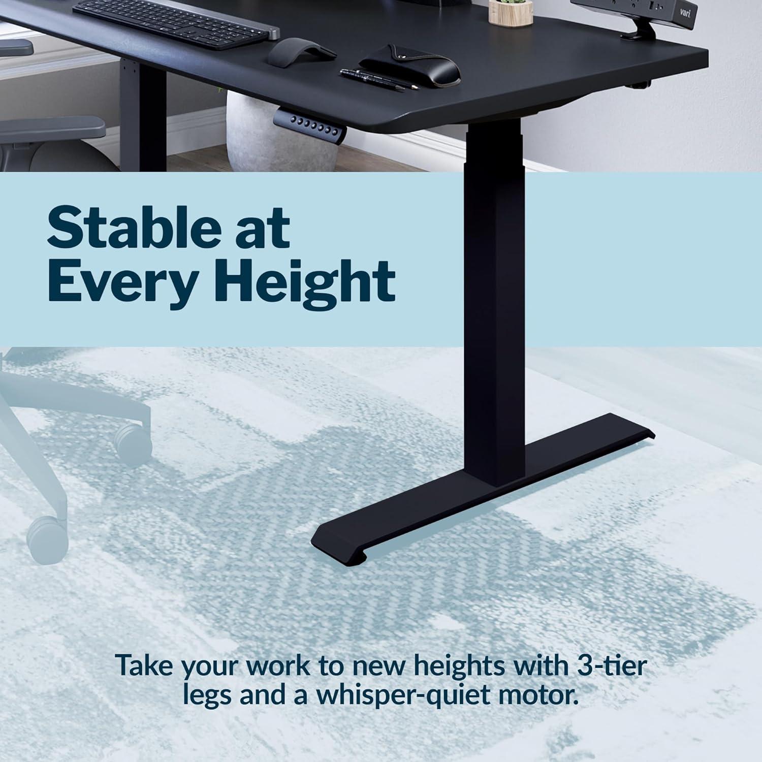 imageVari ComfortEdge Electric Height Adjustable Standing Desk 40x26 Varidesk SitStand Desk for Home Office Sloped Ergonomic Front Edge Stable Legs Easy Assembly 2 Boxes Walnut TopWhite LegsBlack Top Black Legs