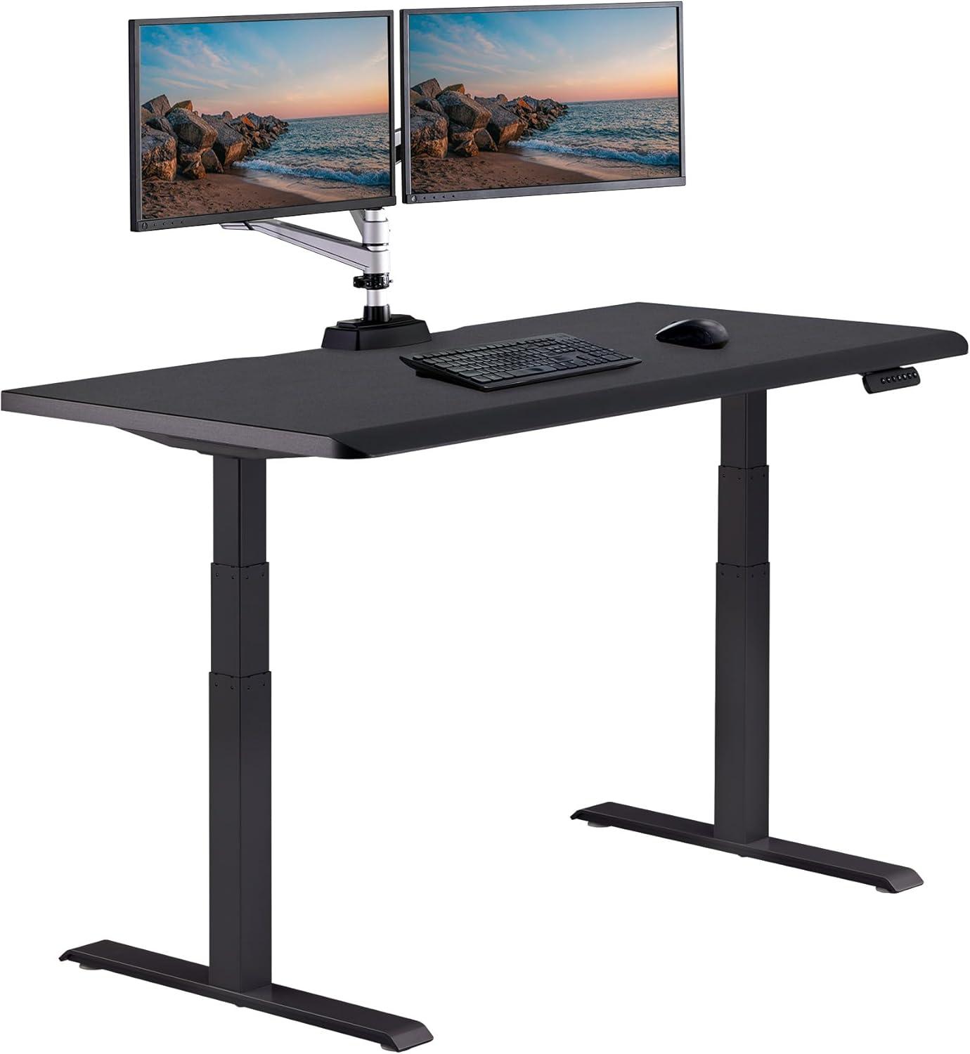 imageVari ComfortEdge Electric Height Adjustable Standing Desk 40x26 Varidesk SitStand Desk for Home Office Sloped Ergonomic Front Edge Stable Legs Easy Assembly 2 Boxes Walnut TopWhite LegsBlack Top Black Legs