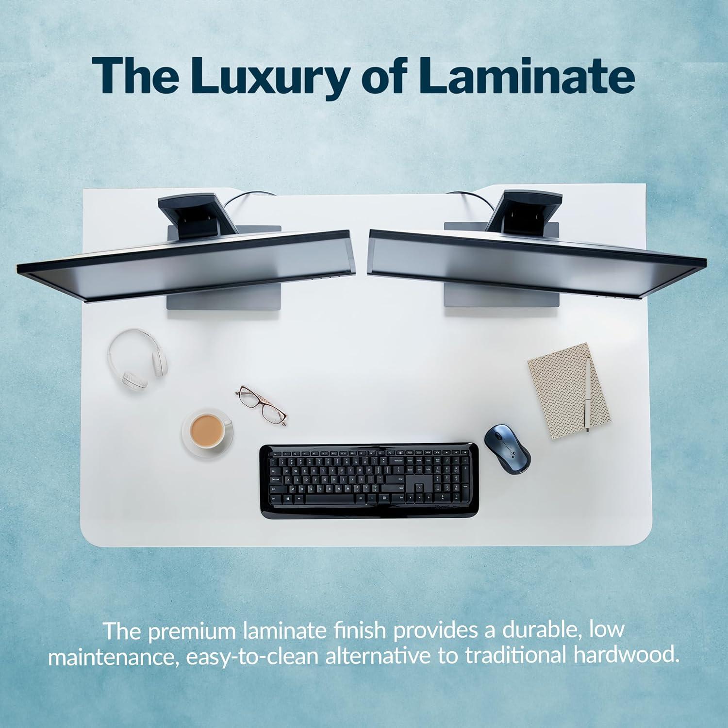 imageVari ComfortEdge Electric Height Adjustable Standing Desk 40x26 Varidesk SitStand Desk for Home Office Sloped Ergonomic Front Edge Stable Legs Easy Assembly 2 Boxes Walnut TopWhite LegsWhite Top Silver Legs