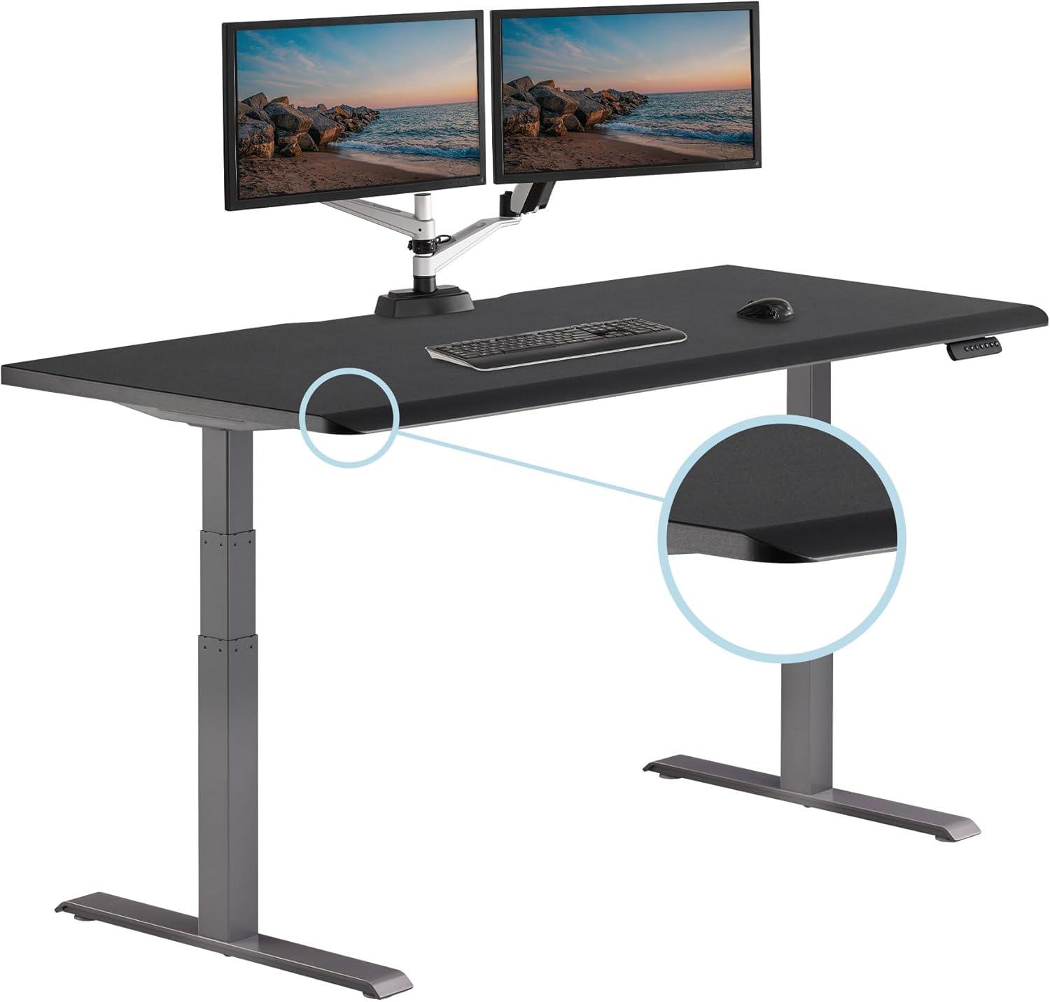 imageVari ComfortEdge Electric Height Adjustable Standing Desk 40x26 Varidesk SitStand Desk for Home Office Sloped Ergonomic Front Edge Stable Legs Easy Assembly 2 Boxes Walnut TopWhite LegsBlack Top Slate Legs