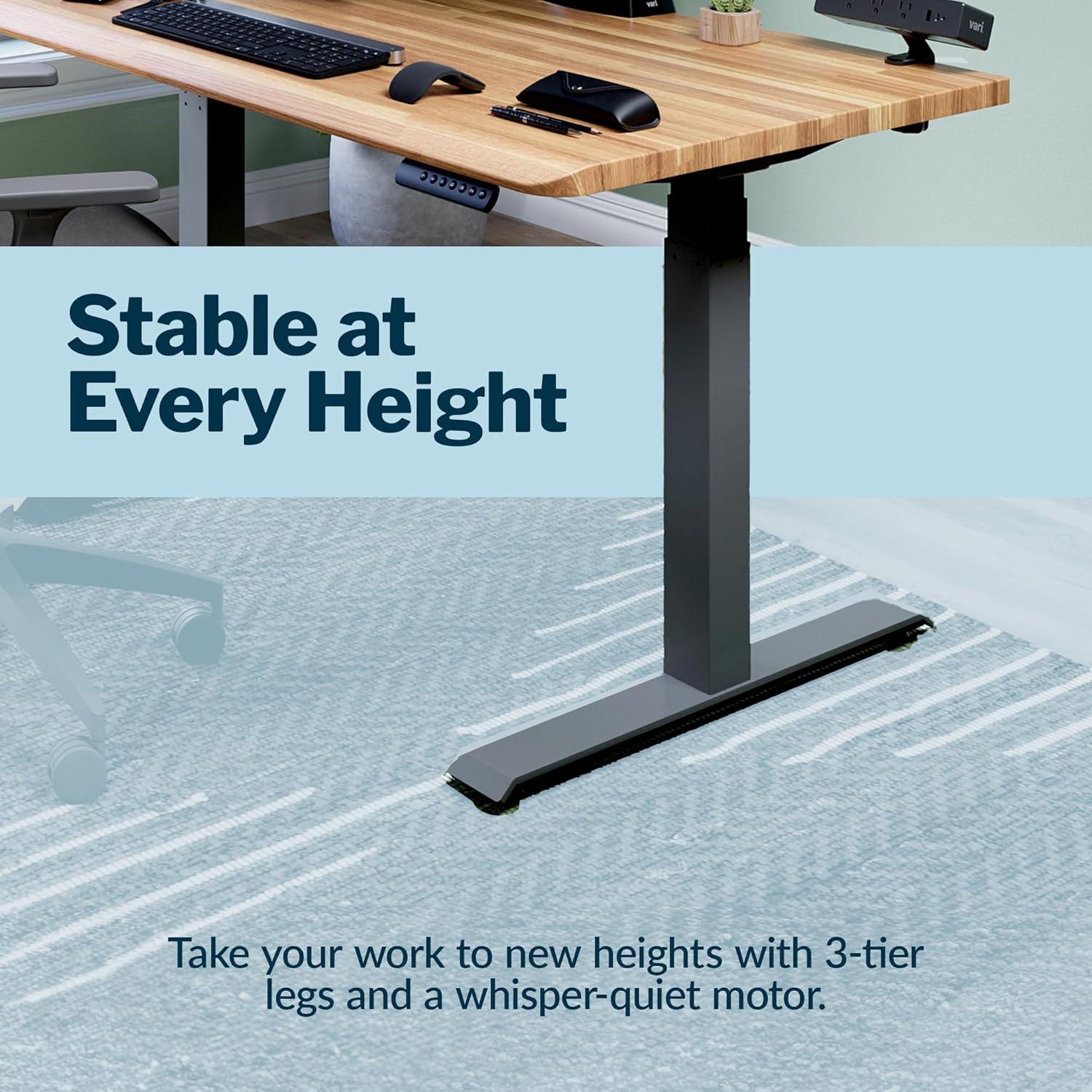 imageVari ComfortEdge Electric Height Adjustable Standing Desk 40x26 Varidesk SitStand Desk for Home Office Sloped Ergonomic Front Edge Stable Legs Easy Assembly 2 Boxes Walnut TopWhite LegsButcher Block Top Slate Legs