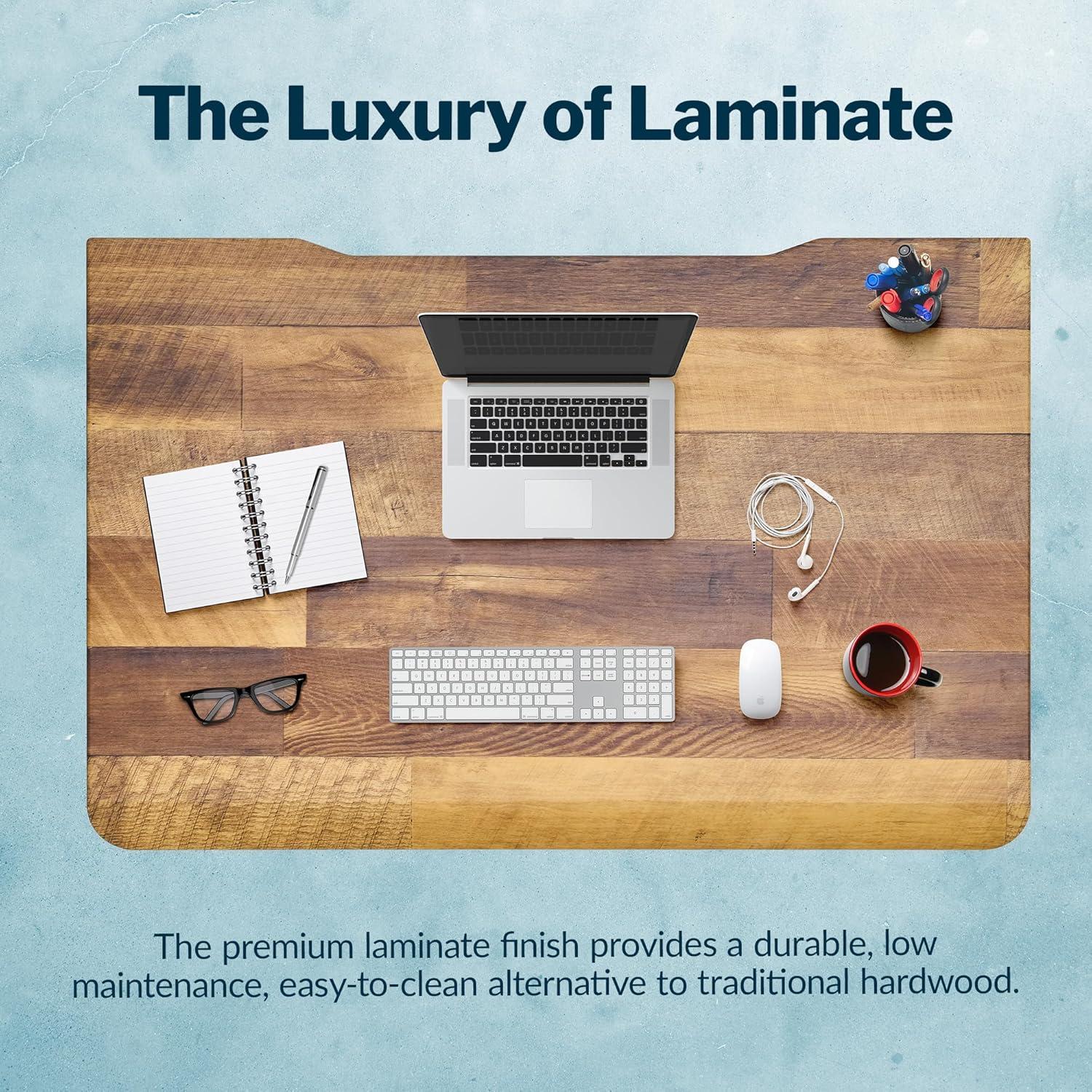 imageVari ComfortEdge Electric Height Adjustable Standing Desk 40x26 Varidesk SitStand Desk for Home Office Sloped Ergonomic Front Edge Stable Legs Easy Assembly 2 Boxes Walnut TopWhite LegsReclaimed Wood Top Slate Legs