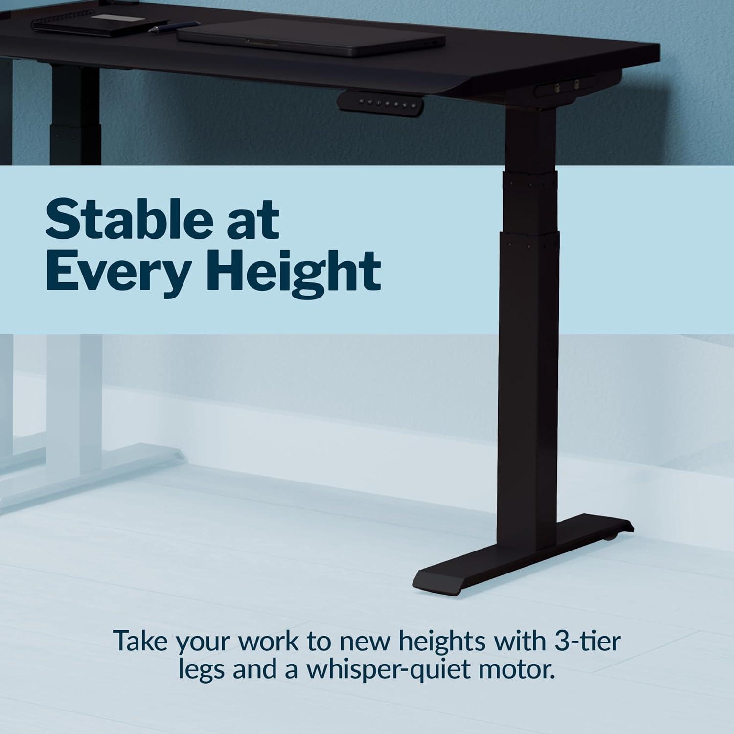 imageVari ComfortEdge Electric Height Adjustable Standing Desk 40x26 Varidesk SitStand Desk for Home Office Sloped Ergonomic Front Edge Stable Legs Easy Assembly 2 Boxes Walnut TopWhite LegsBlack Top Black Legs