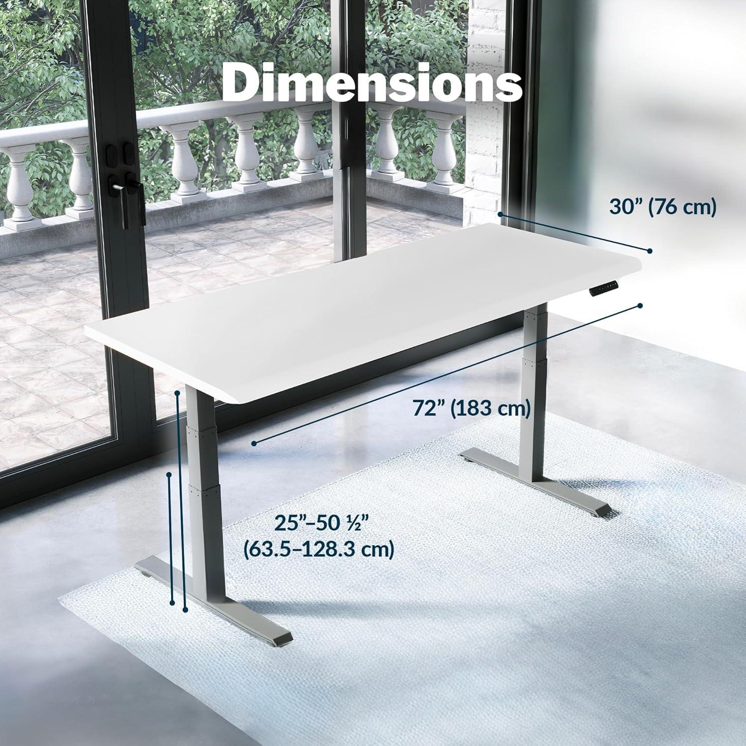 imageVari ComfortEdge Electric Height Adjustable Standing Desk 40x26 Varidesk SitStand Desk for Home Office Sloped Ergonomic Front Edge Stable Legs Easy Assembly 2 Boxes Walnut TopWhite LegsWhite Top Silver Legs