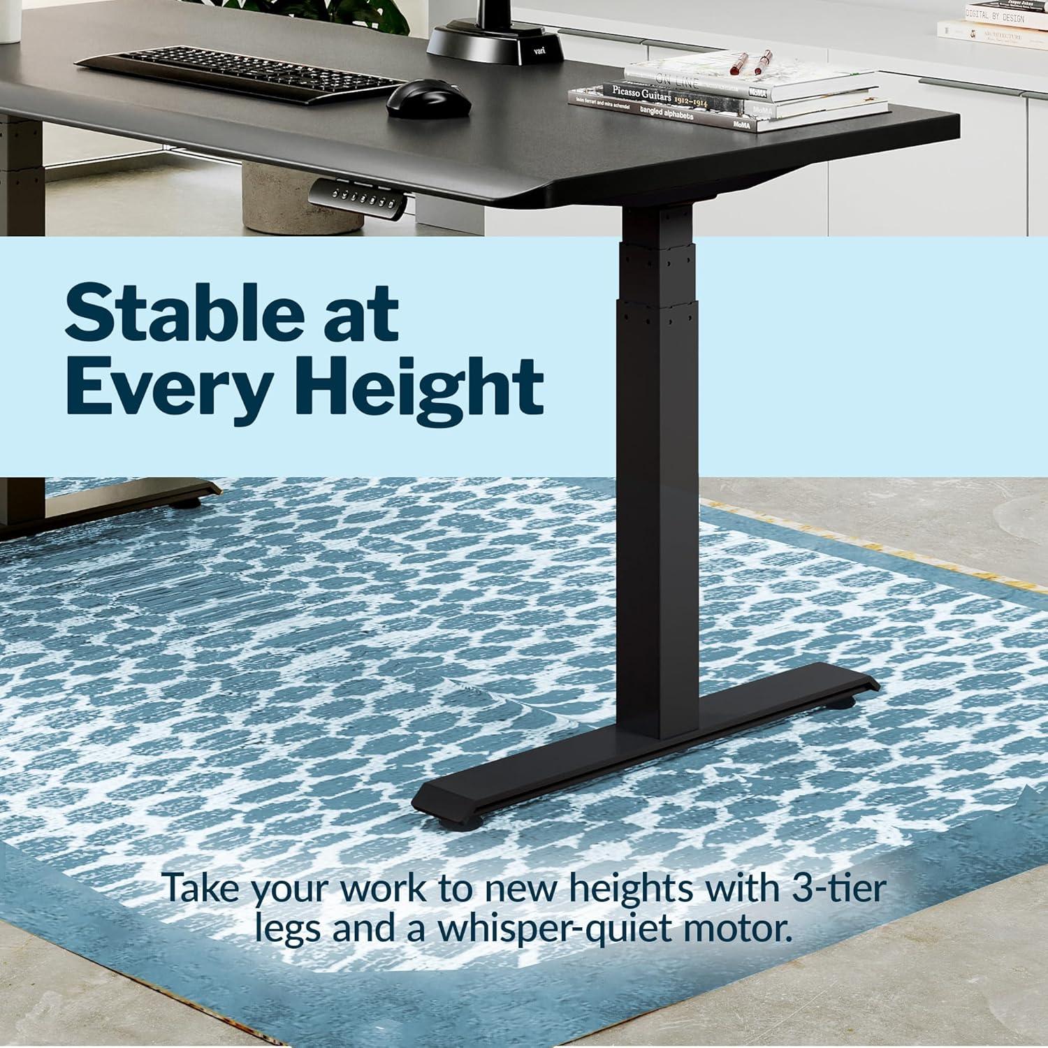 imageVari ComfortEdge Electric Height Adjustable Standing Desk 40x26 Varidesk SitStand Desk for Home Office Sloped Ergonomic Front Edge Stable Legs Easy Assembly 2 Boxes Walnut TopWhite LegsBlack Top Black Legs