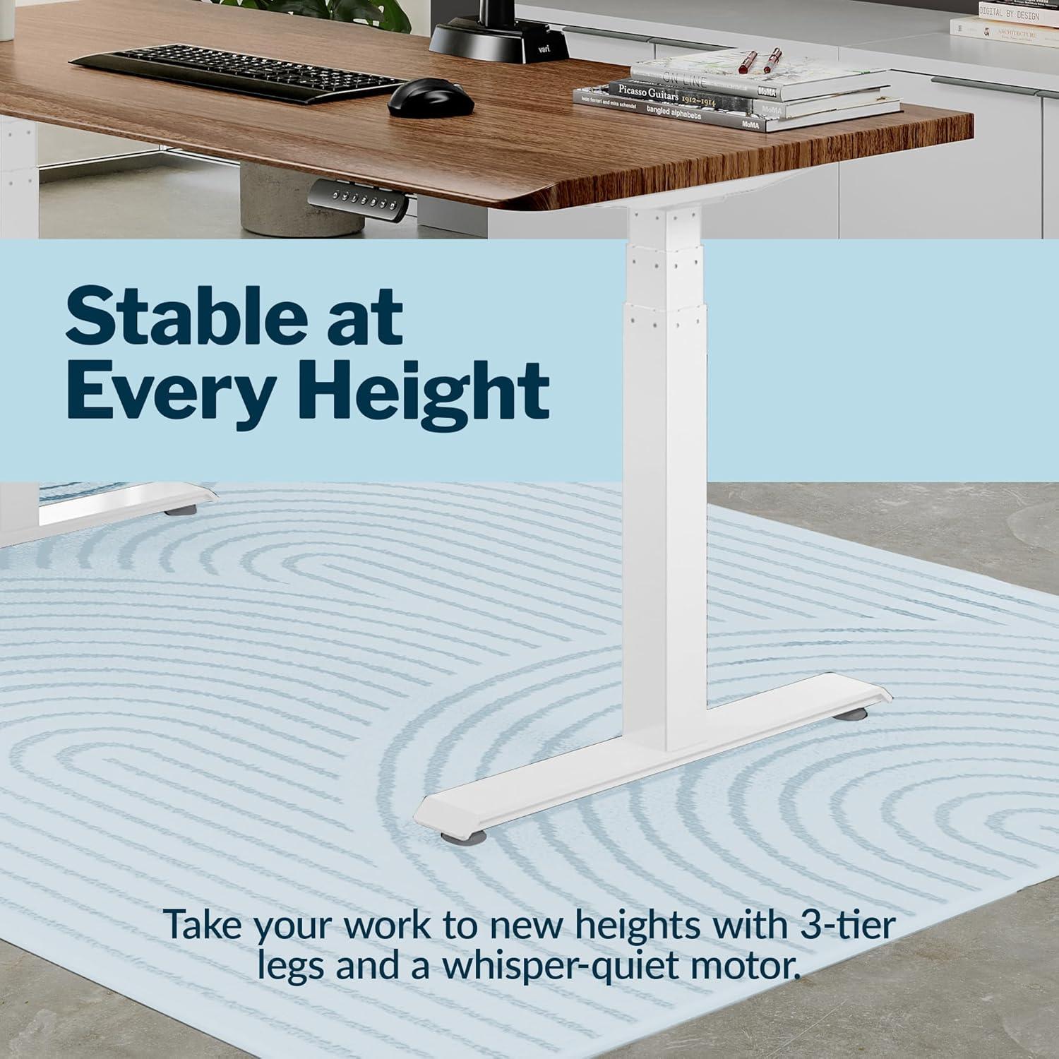 imageVari ComfortEdge Electric Height Adjustable Standing Desk 40x26 Varidesk SitStand Desk for Home Office Sloped Ergonomic Front Edge Stable Legs Easy Assembly 2 Boxes Walnut TopWhite LegsWalnut Top White Legs