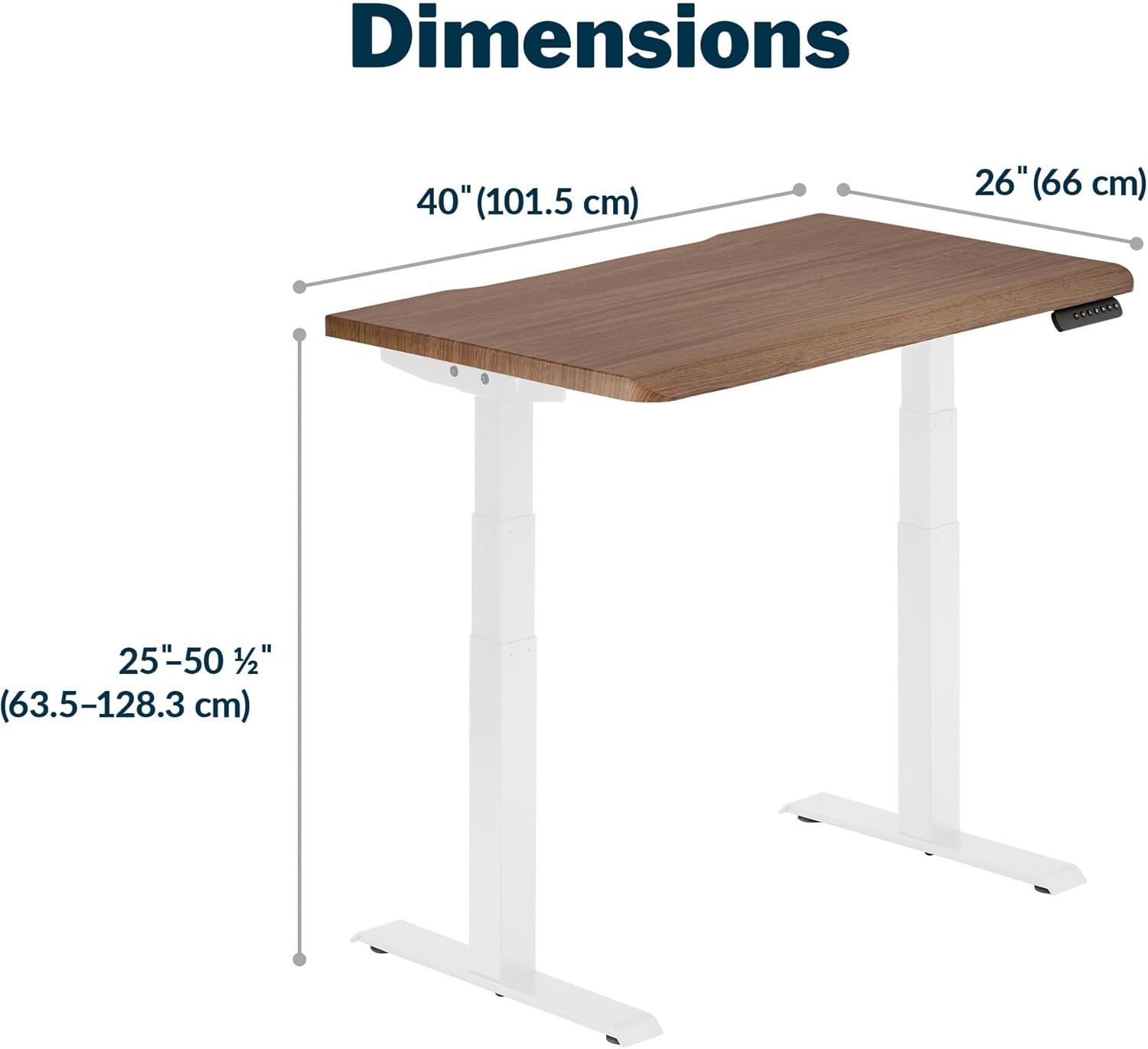 imageVari ComfortEdge Electric Height Adjustable Standing Desk 40x26 Varidesk SitStand Desk for Home Office Sloped Ergonomic Front Edge Stable Legs Easy Assembly 2 Boxes Walnut TopWhite LegsWalnut Top White Legs