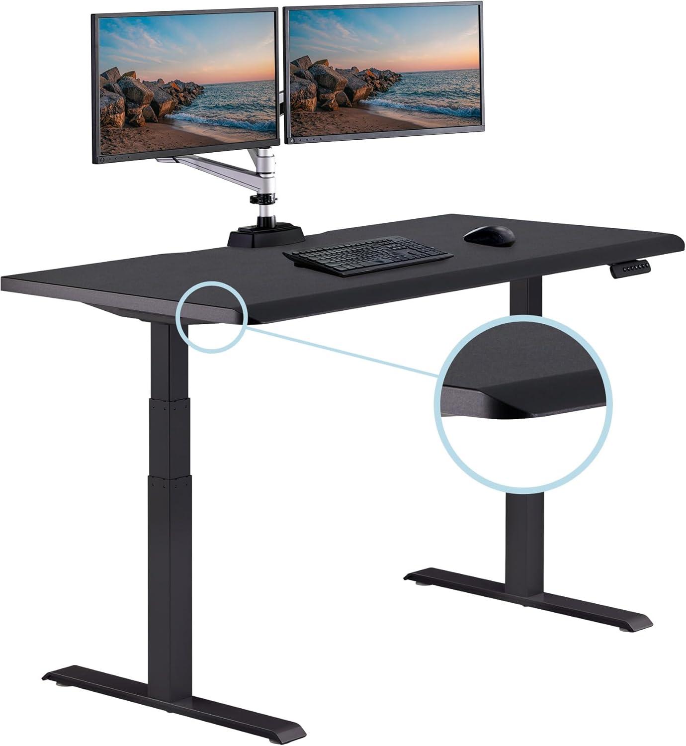 imageVari ComfortEdge Electric Height Adjustable Standing Desk 40x26 Varidesk SitStand Desk for Home Office Sloped Ergonomic Front Edge Stable Legs Easy Assembly 2 Boxes Walnut TopWhite LegsBlack Top Black Legs