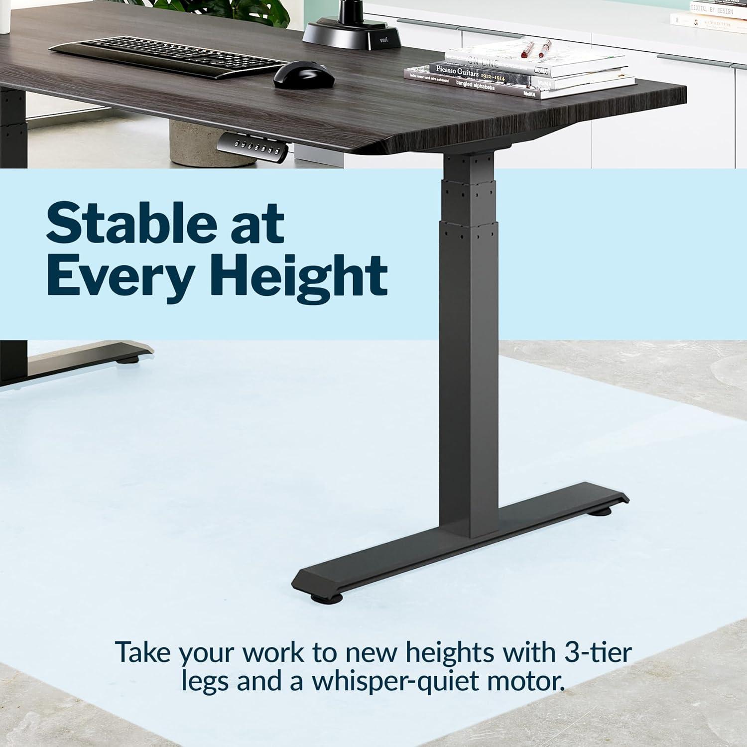 imageVari ComfortEdge Electric Height Adjustable Standing Desk 40x26 Varidesk SitStand Desk for Home Office Sloped Ergonomic Front Edge Stable Legs Easy Assembly 2 Boxes Walnut TopWhite LegsEspresso Top Slate Legs