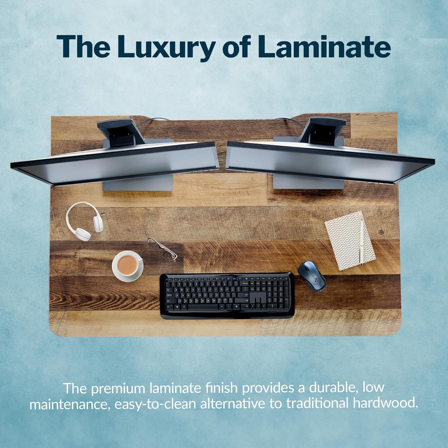 imageVari ComfortEdge Electric Height Adjustable Standing Desk 40x26 Varidesk SitStand Desk for Home Office Sloped Ergonomic Front Edge Stable Legs Easy Assembly 2 Boxes Walnut TopWhite LegsReclaimed Wood Top Slate Legs