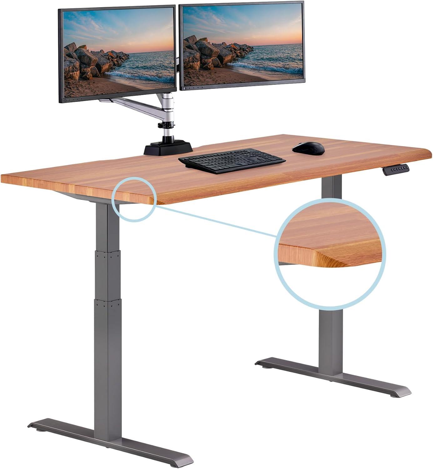 imageVari ComfortEdge Electric Height Adjustable Standing Desk 40x26 Varidesk SitStand Desk for Home Office Sloped Ergonomic Front Edge Stable Legs Easy Assembly 2 Boxes Walnut TopWhite LegsButcher Block Top Slate Legs