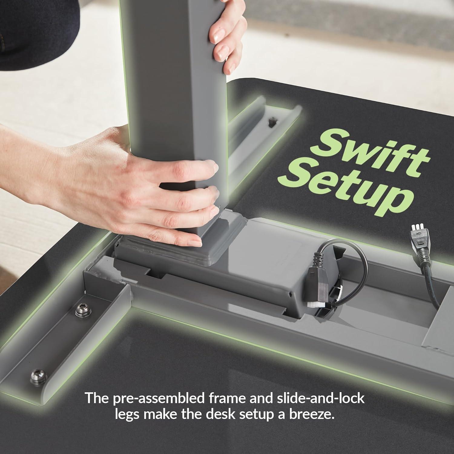 imageVari ComfortEdge Electric Height Adjustable Standing Desk 40x26 Varidesk SitStand Desk for Home Office Sloped Ergonomic Front Edge Stable Legs Easy Assembly 2 Boxes Walnut TopWhite LegsBlack Top Slate Legs