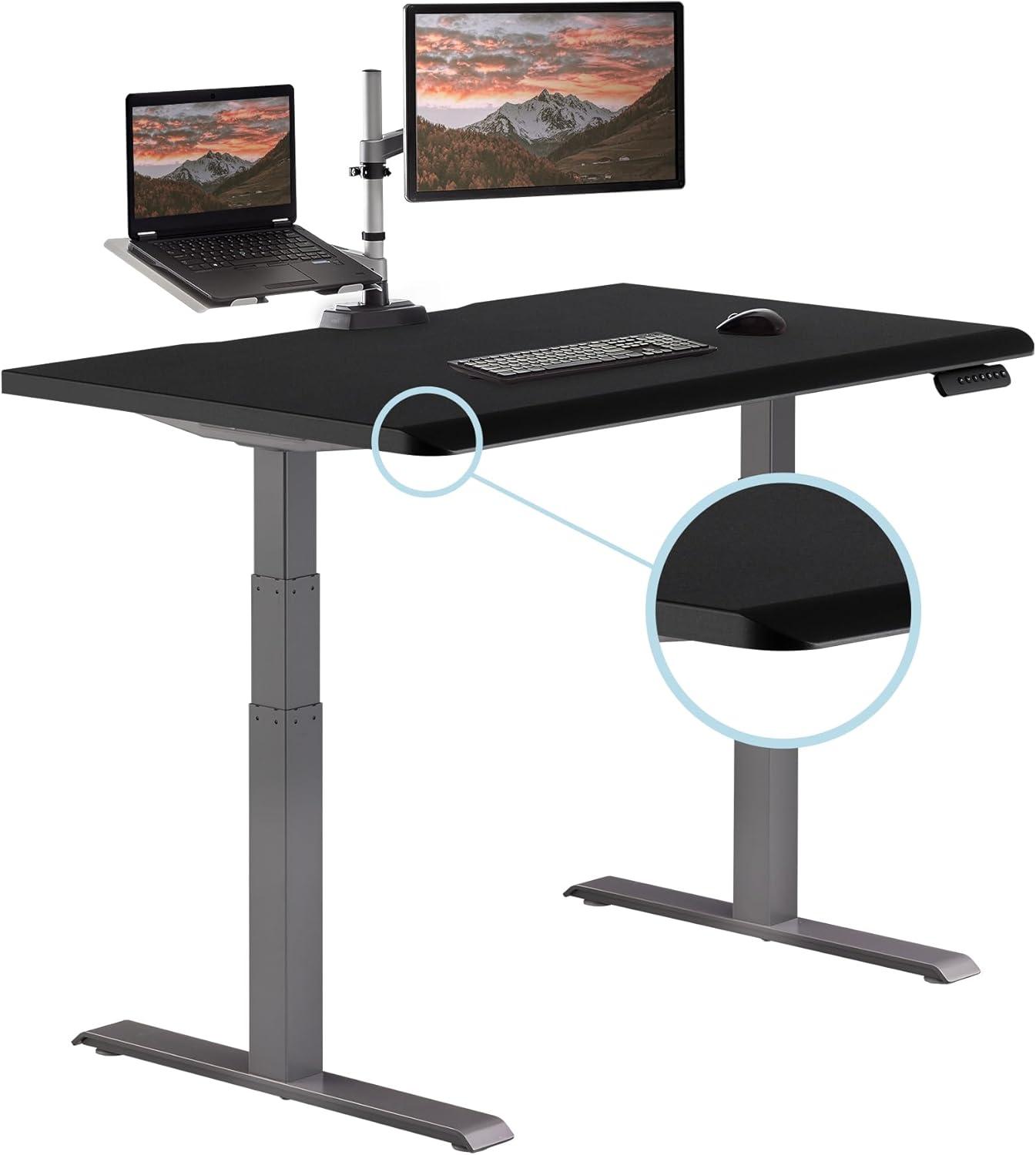 imageVari ComfortEdge Electric Height Adjustable Standing Desk 40x26 Varidesk SitStand Desk for Home Office Sloped Ergonomic Front Edge Stable Legs Easy Assembly 2 Boxes Walnut TopWhite LegsBlack Top Slate Legs