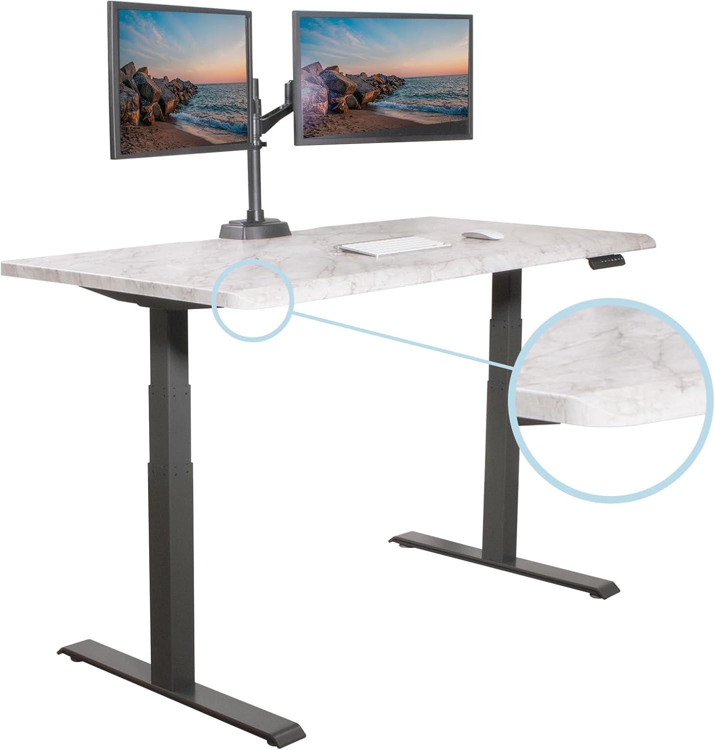 imageVari ComfortEdge Electric Height Adjustable Standing Desk 40x26 Varidesk SitStand Desk for Home Office Sloped Ergonomic Front Edge Stable Legs Easy Assembly 2 Boxes Walnut TopWhite LegsMarble Top Slate Legs