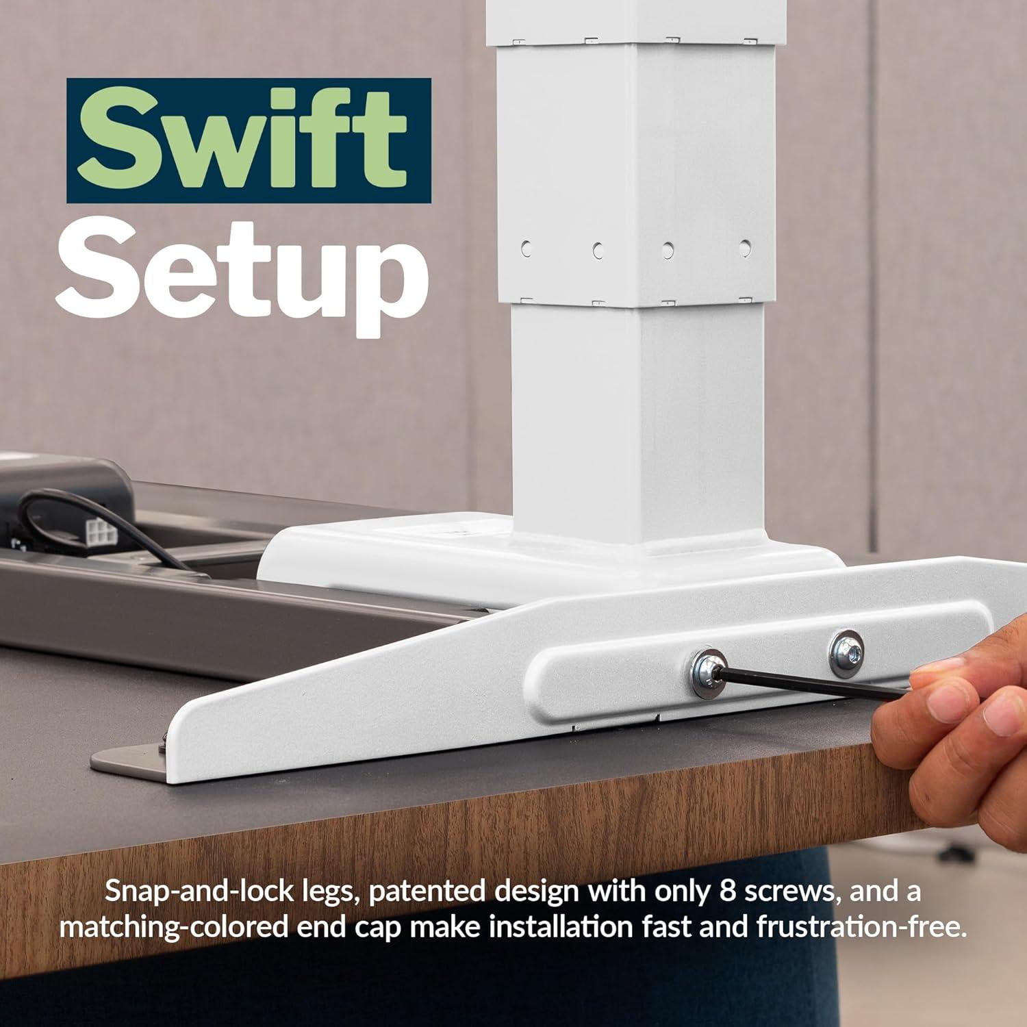 imageVari ComfortEdge Electric Height Adjustable Standing Desk 40x26 Varidesk SitStand Desk for Home Office Sloped Ergonomic Front Edge Stable Legs Easy Assembly 2 Boxes Walnut TopWhite LegsWalnut Top White Legs