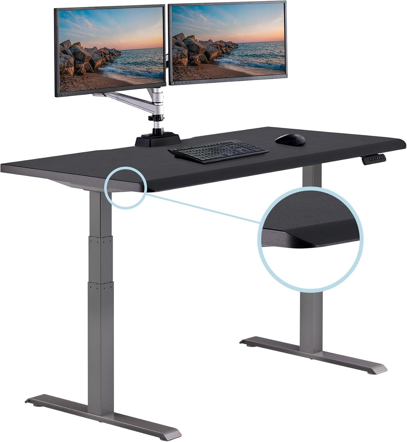 imageVari ComfortEdge Electric Height Adjustable Standing Desk 40x26 Varidesk SitStand Desk for Home Office Sloped Ergonomic Front Edge Stable Legs Easy Assembly 2 Boxes Walnut TopWhite LegsBlack Top Slate Legs