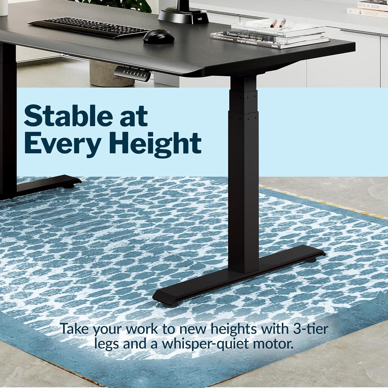 imageVari ComfortEdge Electric Height Adjustable Standing Desk 40x26 Varidesk SitStand Desk for Home Office Sloped Ergonomic Front Edge Stable Legs Easy Assembly 2 Boxes Walnut TopWhite LegsBlack Top Black Legs