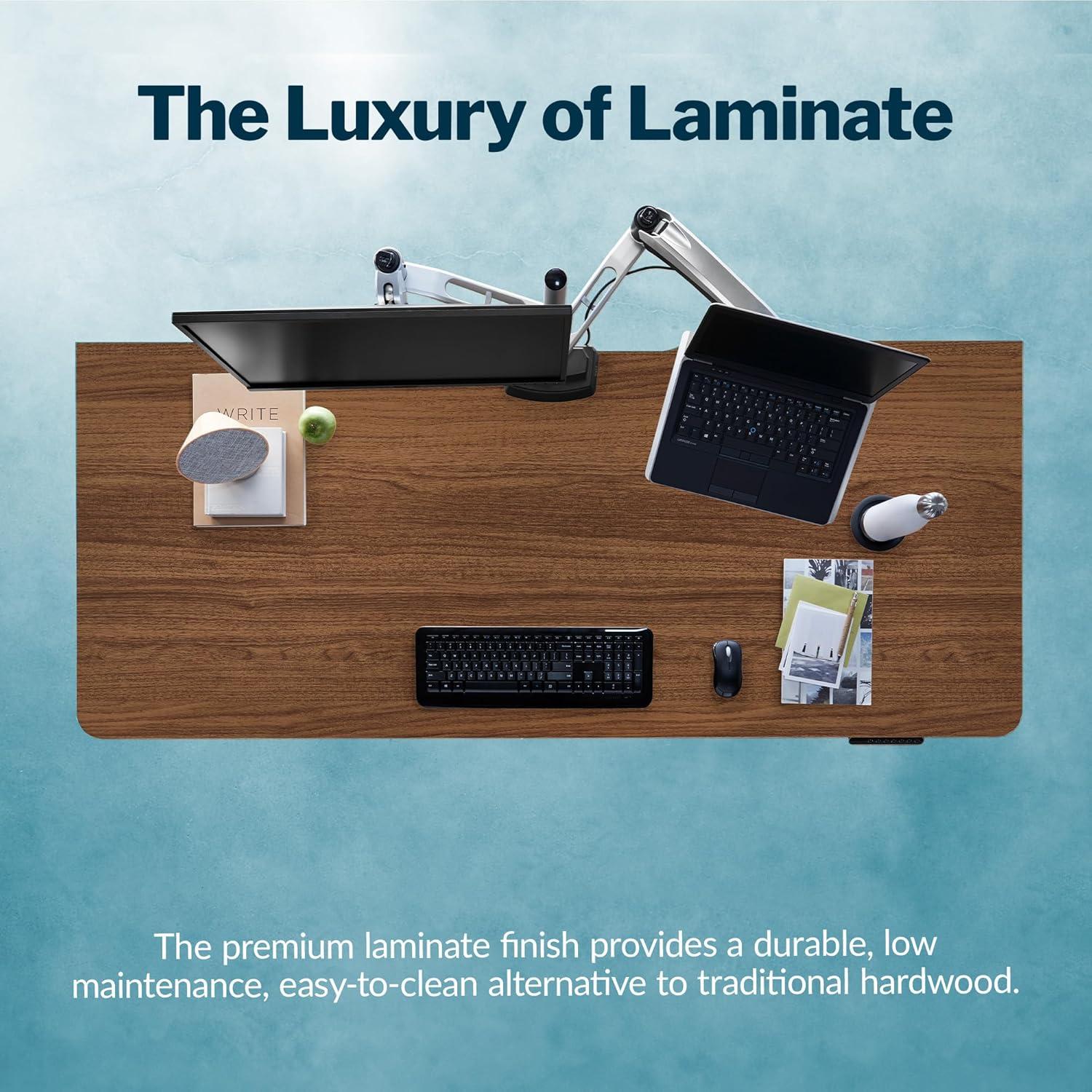 imageVari ComfortEdge Electric Height Adjustable Standing Desk 40x26 Varidesk SitStand Desk for Home Office Sloped Ergonomic Front Edge Stable Legs Easy Assembly 2 Boxes Walnut TopWhite LegsWalnut Top White Legs