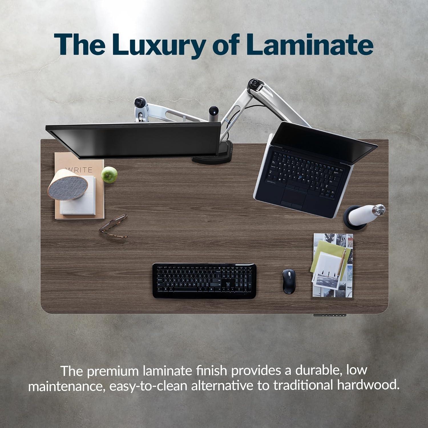 imageVari ComfortEdge Electric Height Adjustable Standing Desk 40x26 Varidesk SitStand Desk for Home Office Sloped Ergonomic Front Edge Stable Legs Easy Assembly 2 Boxes Walnut TopWhite LegsEspresso Top Slate Legs