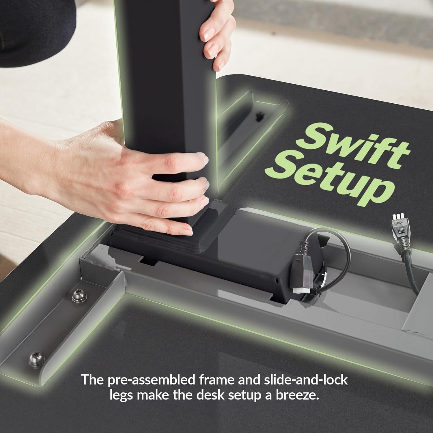 imageVari ComfortEdge Electric Height Adjustable Standing Desk 40x26 Varidesk SitStand Desk for Home Office Sloped Ergonomic Front Edge Stable Legs Easy Assembly 2 Boxes Walnut TopWhite LegsBlack Top Black Legs