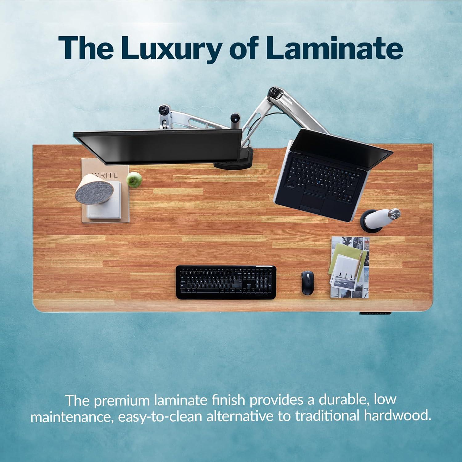 imageVari ComfortEdge Electric Height Adjustable Standing Desk 40x26 Varidesk SitStand Desk for Home Office Sloped Ergonomic Front Edge Stable Legs Easy Assembly 2 Boxes Walnut TopWhite LegsButcher Block Top Slate Legs