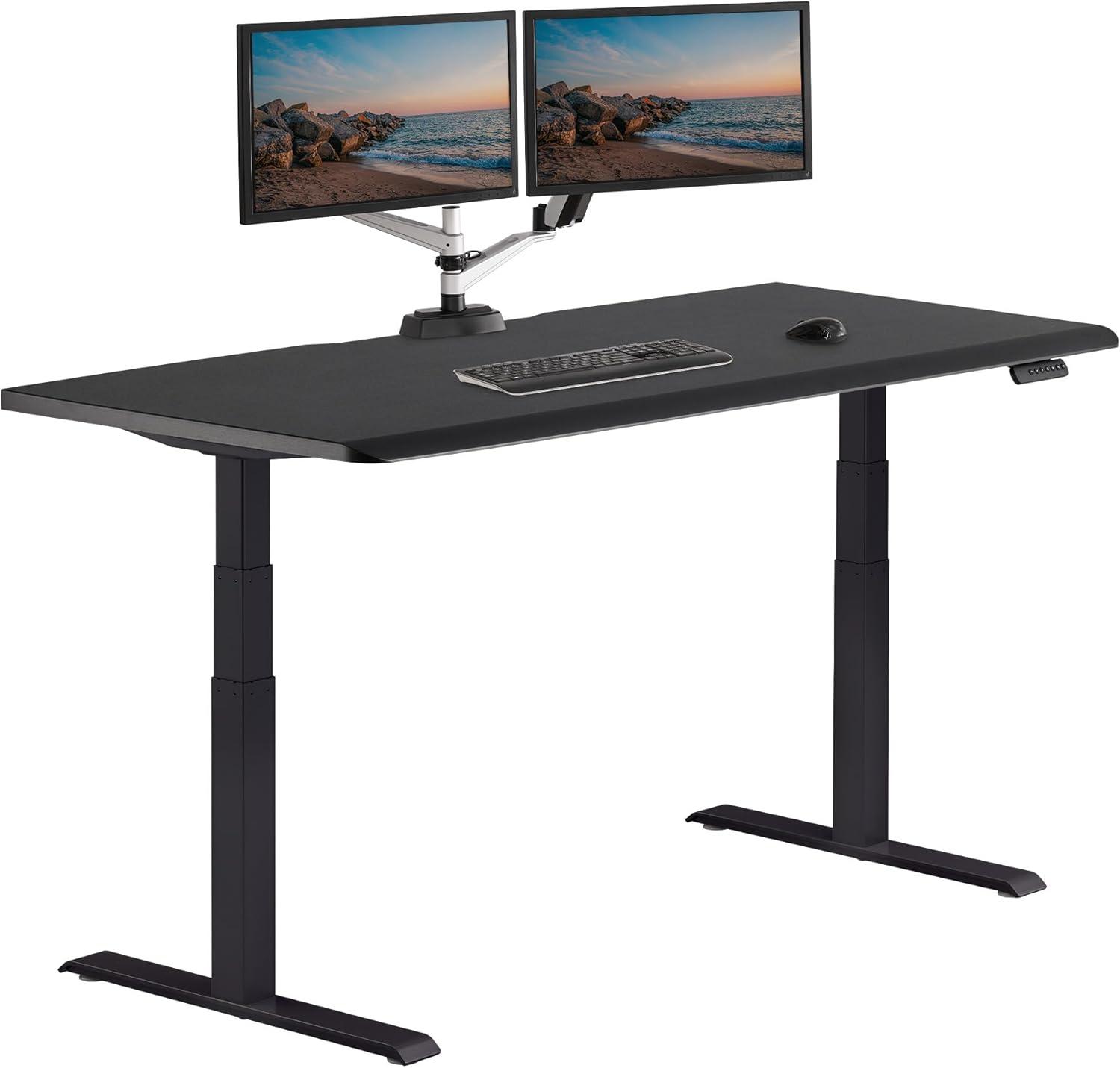 imageVari ComfortEdge Electric Height Adjustable Standing Desk 40x26 Varidesk SitStand Desk for Home Office Sloped Ergonomic Front Edge Stable Legs Easy Assembly 2 Boxes Walnut TopWhite LegsBlack Top Black Legs