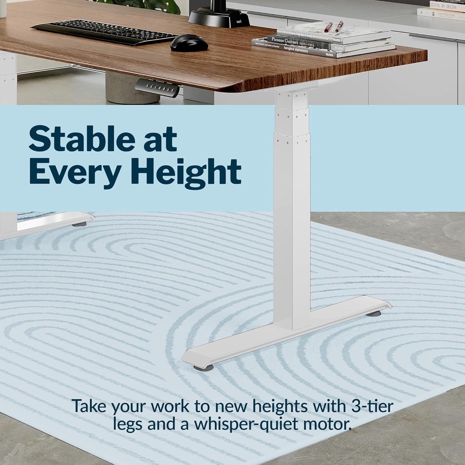 imageVari ComfortEdge Electric Height Adjustable Standing Desk 40x26 Varidesk SitStand Desk for Home Office Sloped Ergonomic Front Edge Stable Legs Easy Assembly 2 Boxes Walnut TopWhite LegsWalnut Top White Legs