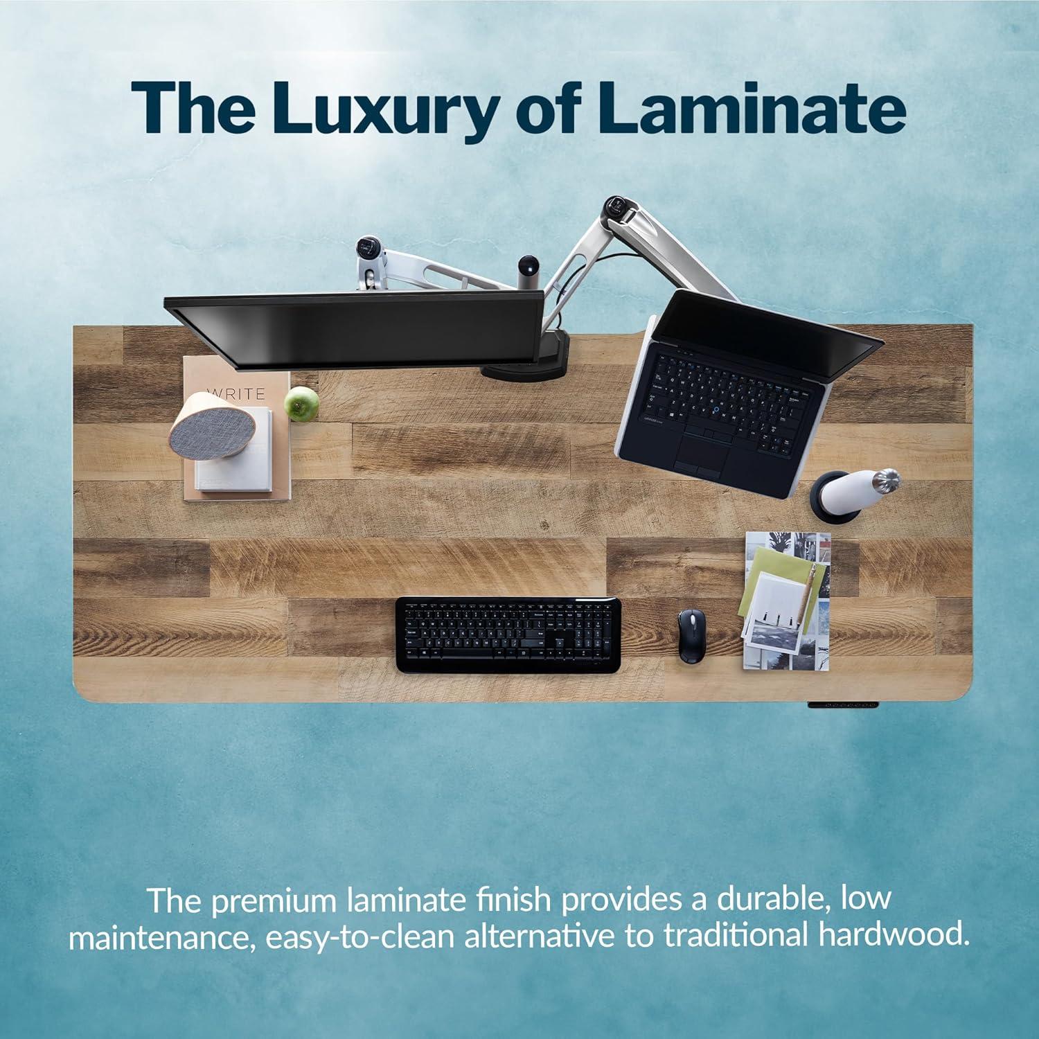 imageVari ComfortEdge Electric Height Adjustable Standing Desk 40x26 Varidesk SitStand Desk for Home Office Sloped Ergonomic Front Edge Stable Legs Easy Assembly 2 Boxes Walnut TopWhite LegsReclaimed Wood Top Slate Legs