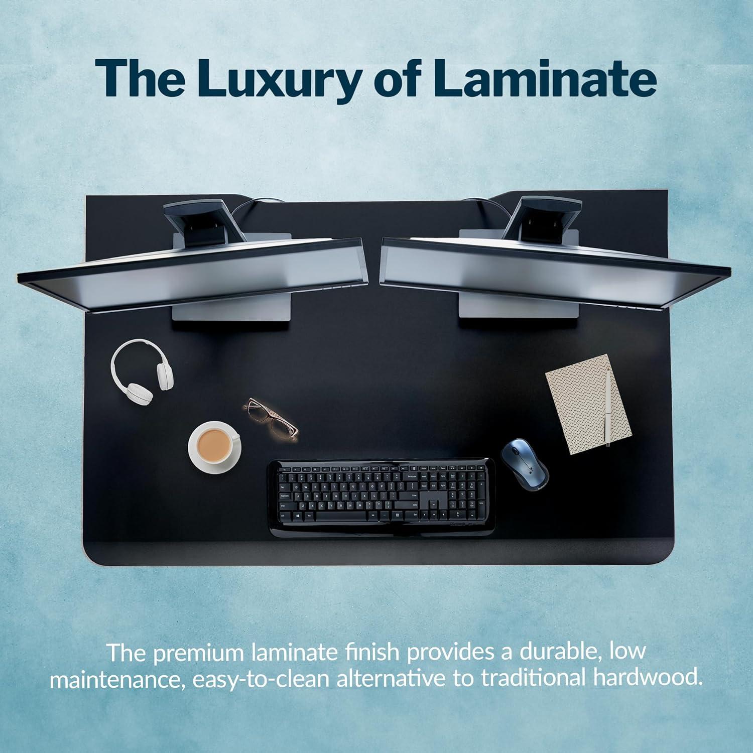 imageVari ComfortEdge Electric Height Adjustable Standing Desk 40x26 Varidesk SitStand Desk for Home Office Sloped Ergonomic Front Edge Stable Legs Easy Assembly 2 Boxes Walnut TopWhite LegsBlack Top Slate Legs