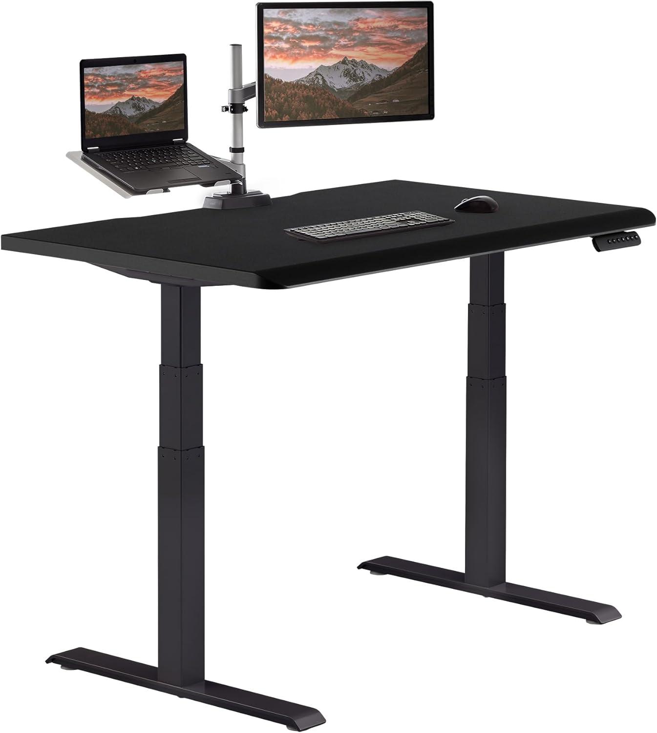 imageVari ComfortEdge Electric Height Adjustable Standing Desk 40x26 Varidesk SitStand Desk for Home Office Sloped Ergonomic Front Edge Stable Legs Easy Assembly 2 Boxes Walnut TopWhite LegsBlack Top Black Legs