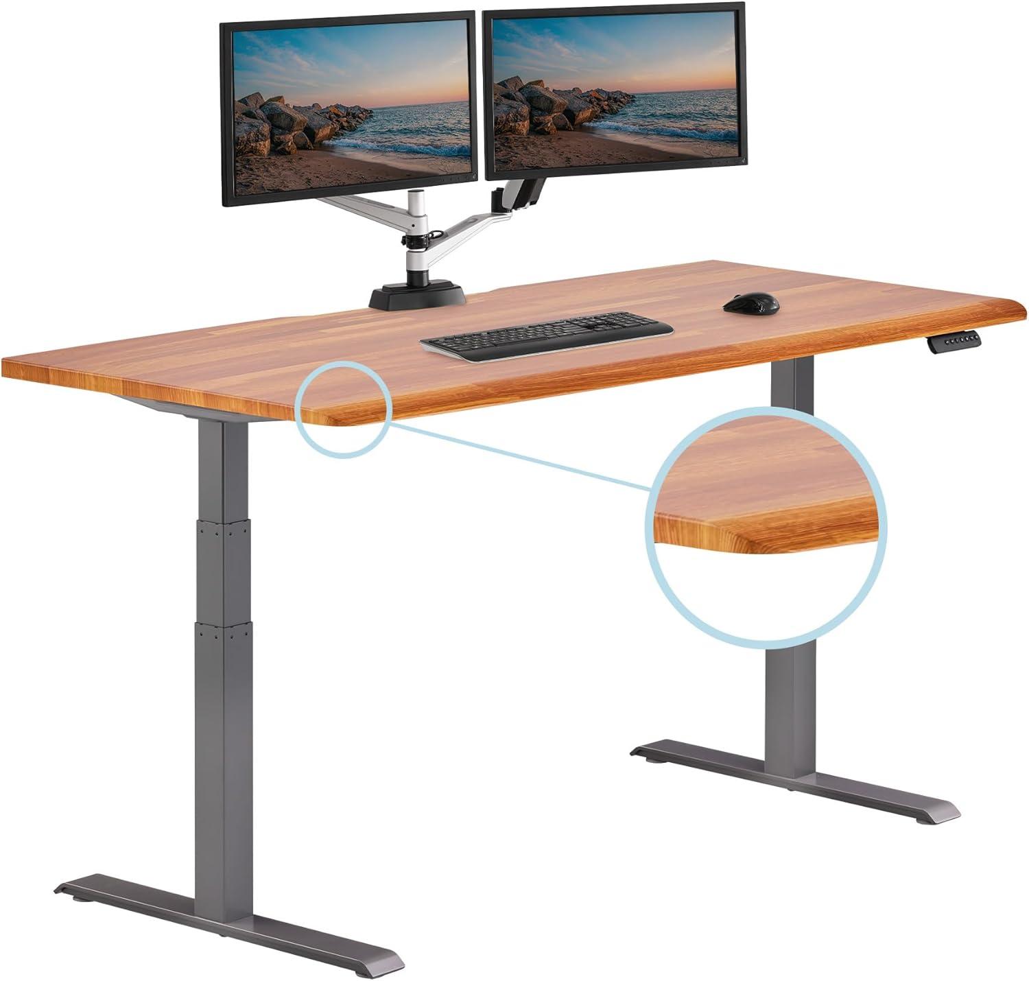 imageVari ComfortEdge Electric Height Adjustable Standing Desk 40x26 Varidesk SitStand Desk for Home Office Sloped Ergonomic Front Edge Stable Legs Easy Assembly 2 Boxes Walnut TopWhite LegsButcher Block Top Slate Legs