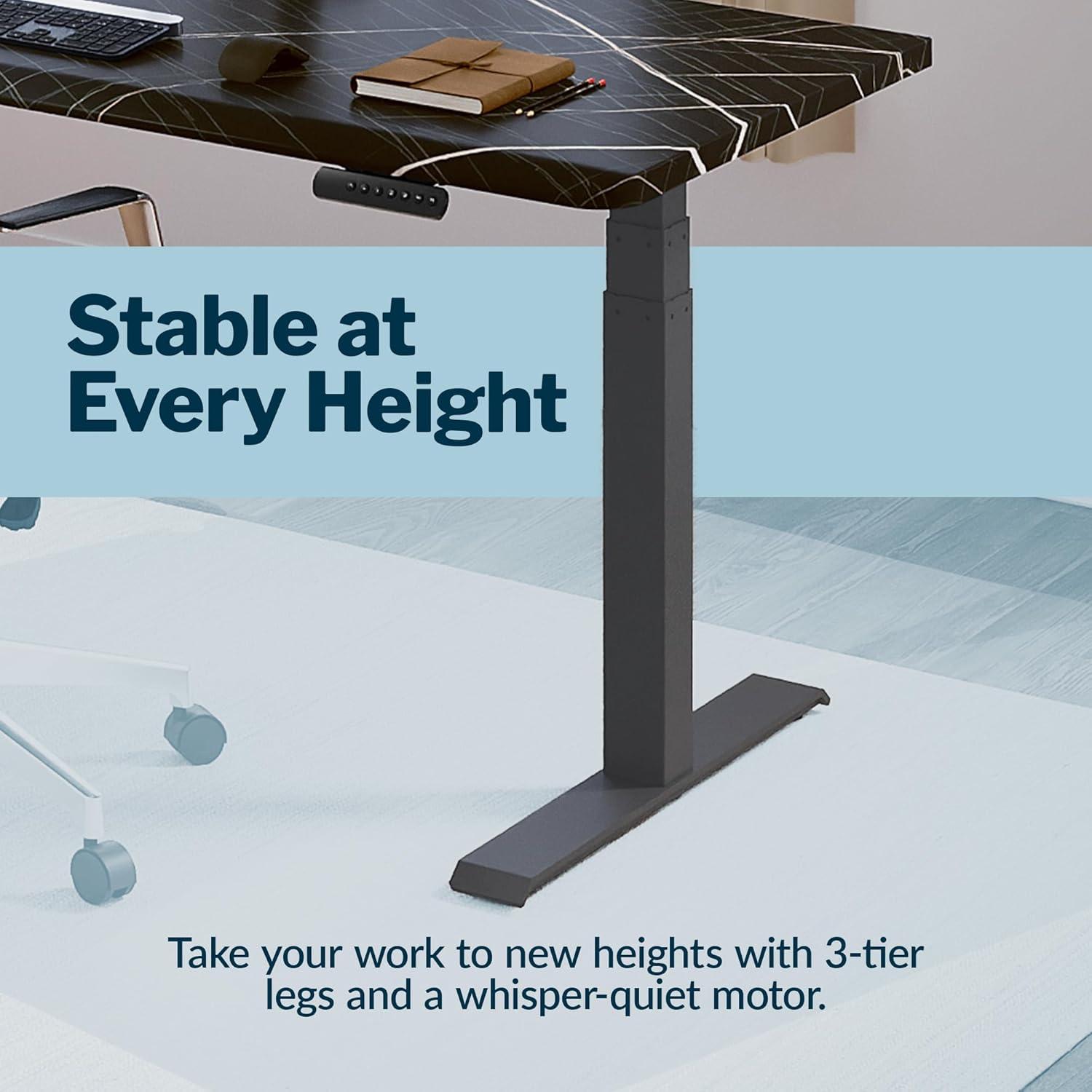 imageVari ComfortEdge Electric Height Adjustable Standing Desk 40x26 Varidesk SitStand Desk for Home Office Sloped Ergonomic Front Edge Stable Legs Easy Assembly 2 Boxes Walnut TopWhite LegsBlack Marble Top Slate Legs