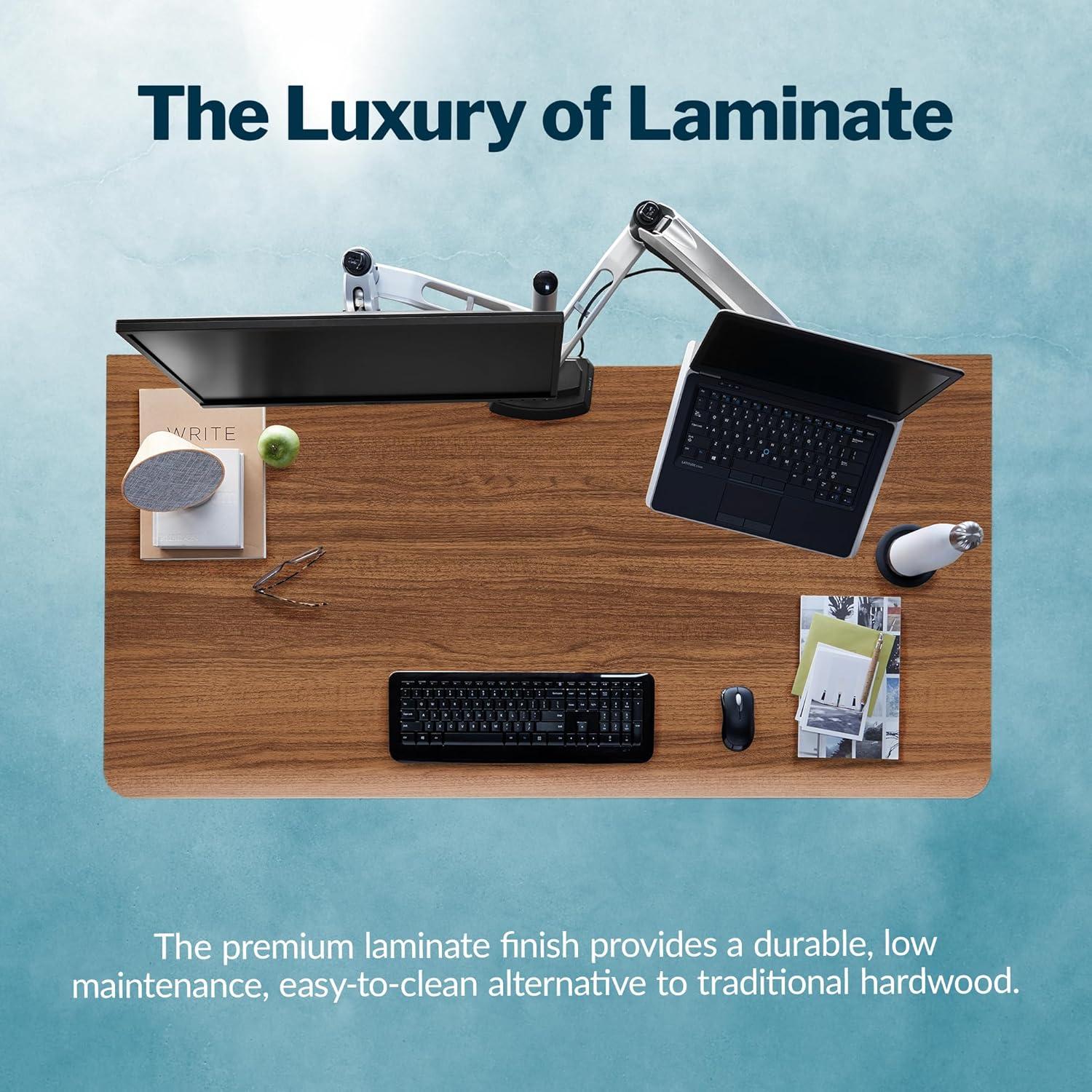 imageVari ComfortEdge Electric Height Adjustable Standing Desk 40x26 Varidesk SitStand Desk for Home Office Sloped Ergonomic Front Edge Stable Legs Easy Assembly 2 Boxes Walnut TopWhite LegsWalnut Top White Legs