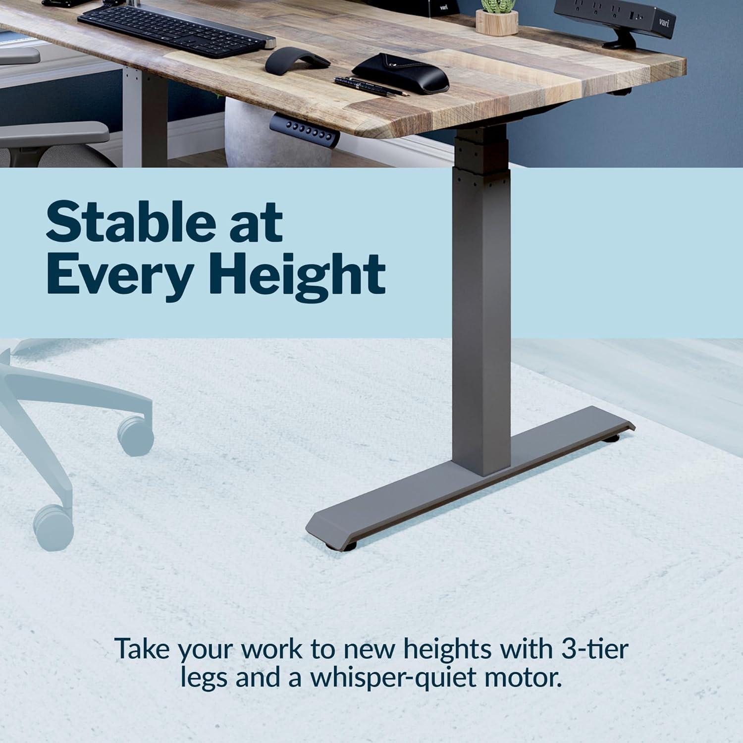 imageVari ComfortEdge Electric Height Adjustable Standing Desk 40x26 Varidesk SitStand Desk for Home Office Sloped Ergonomic Front Edge Stable Legs Easy Assembly 2 Boxes Walnut TopWhite LegsReclaimed Wood Top Slate Legs