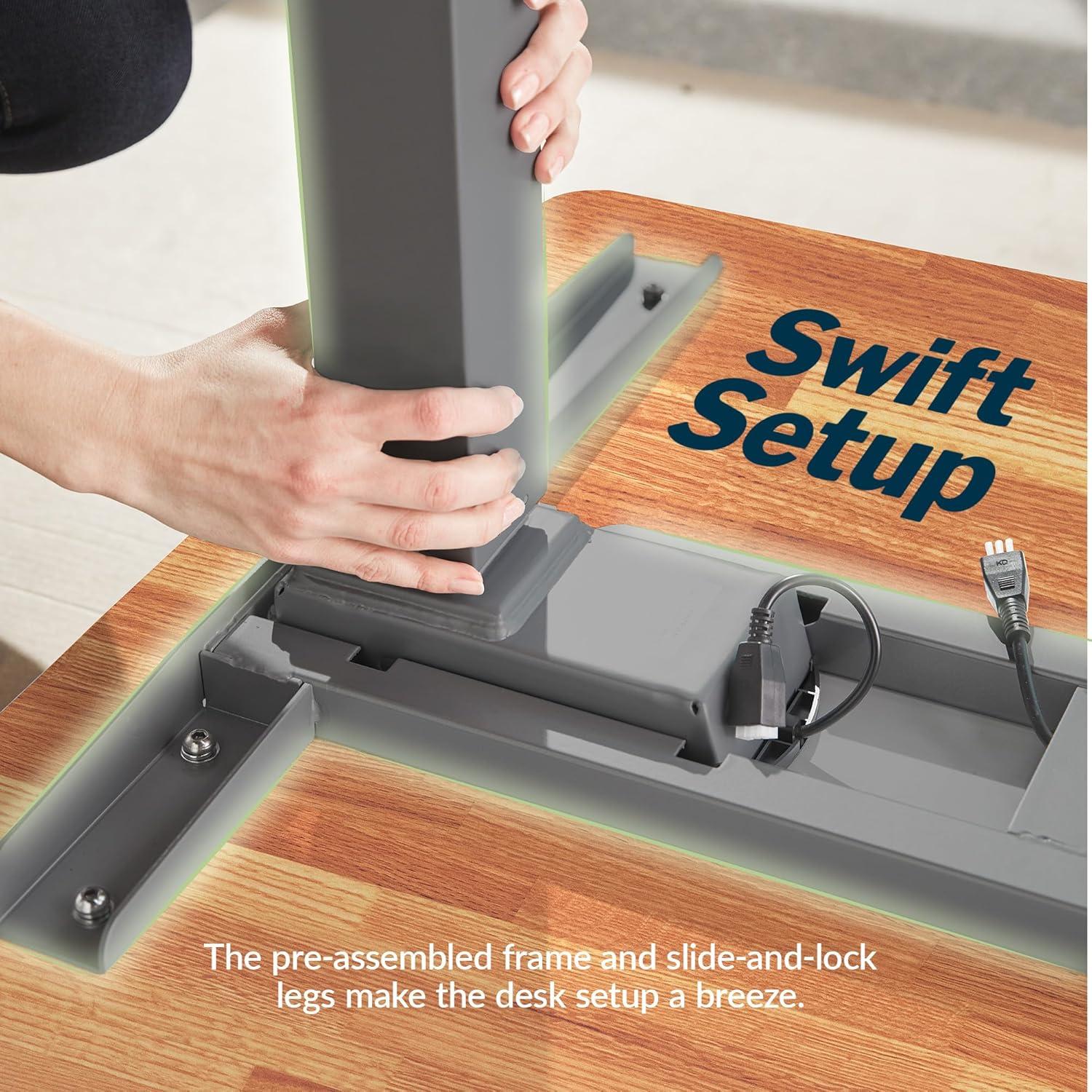 imageVari ComfortEdge Electric Height Adjustable Standing Desk 40x26 Varidesk SitStand Desk for Home Office Sloped Ergonomic Front Edge Stable Legs Easy Assembly 2 Boxes Walnut TopWhite LegsButcher Block Top Slate Legs