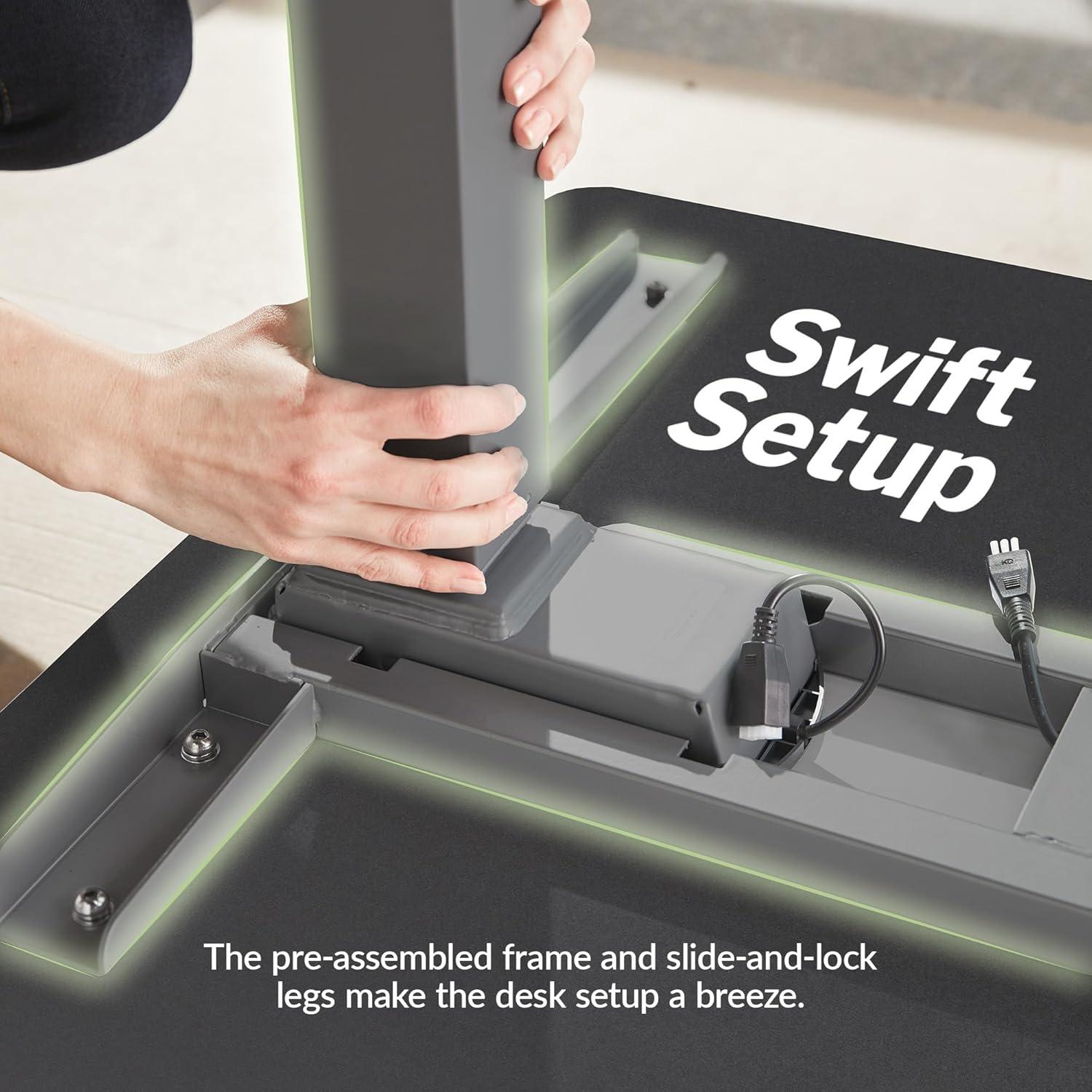 imageVari ComfortEdge Electric Height Adjustable Standing Desk 40x26 Varidesk SitStand Desk for Home Office Sloped Ergonomic Front Edge Stable Legs Easy Assembly 2 Boxes Walnut TopWhite LegsBlack Top Slate Legs