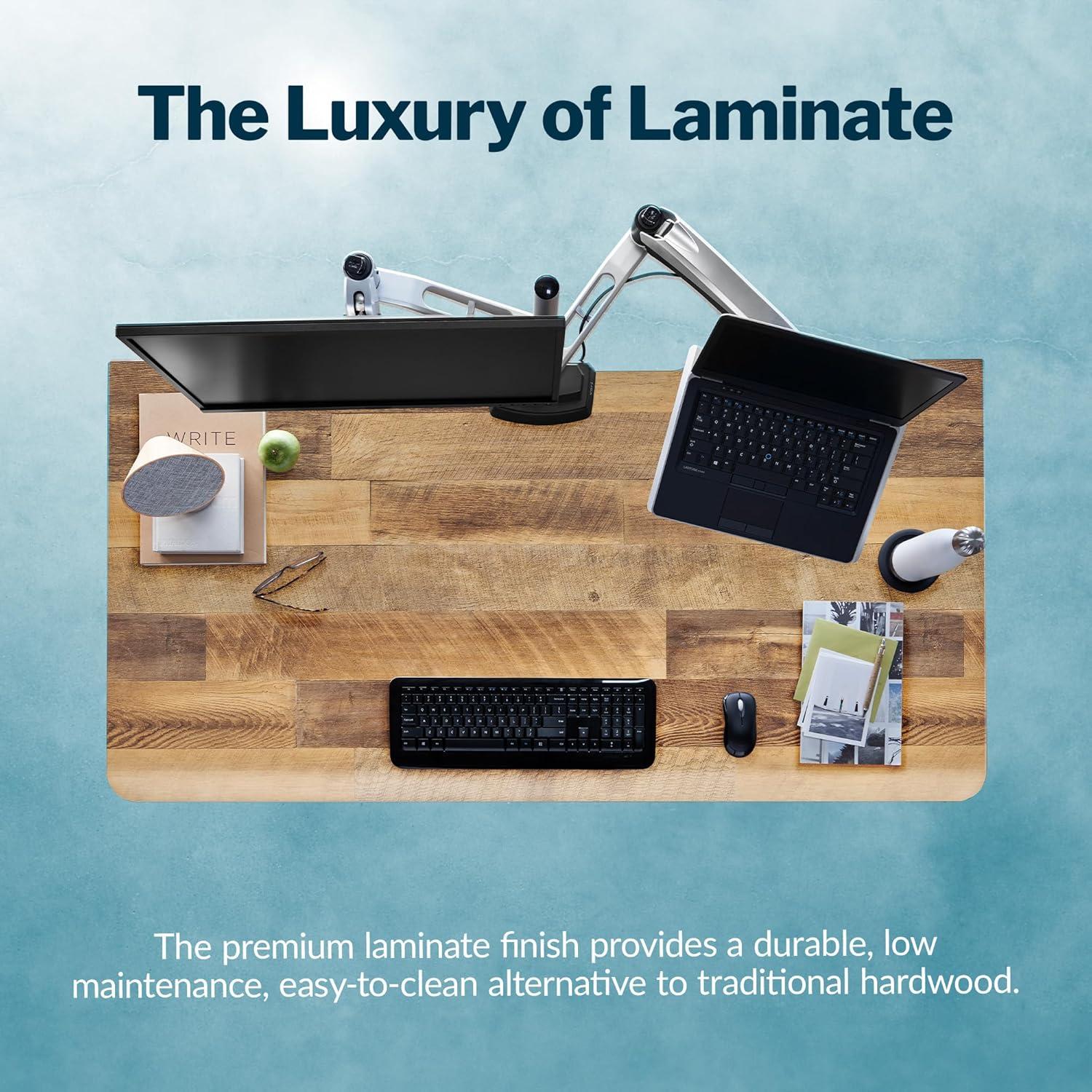 imageVari ComfortEdge Electric Height Adjustable Standing Desk 40x26 Varidesk SitStand Desk for Home Office Sloped Ergonomic Front Edge Stable Legs Easy Assembly 2 Boxes Walnut TopWhite LegsReclaimed Wood Top Slate Legs