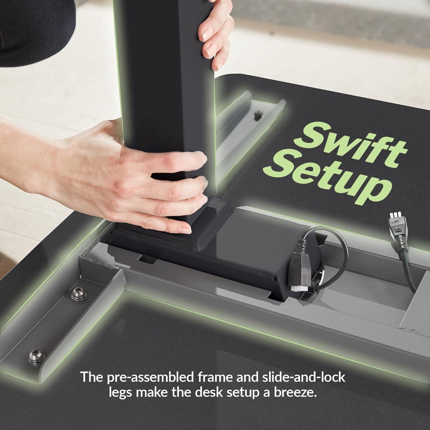 imageVari ComfortEdge Electric Height Adjustable Standing Desk 40x26 Varidesk SitStand Desk for Home Office Sloped Ergonomic Front Edge Stable Legs Easy Assembly 2 Boxes Walnut TopWhite LegsBlack Top Black Legs