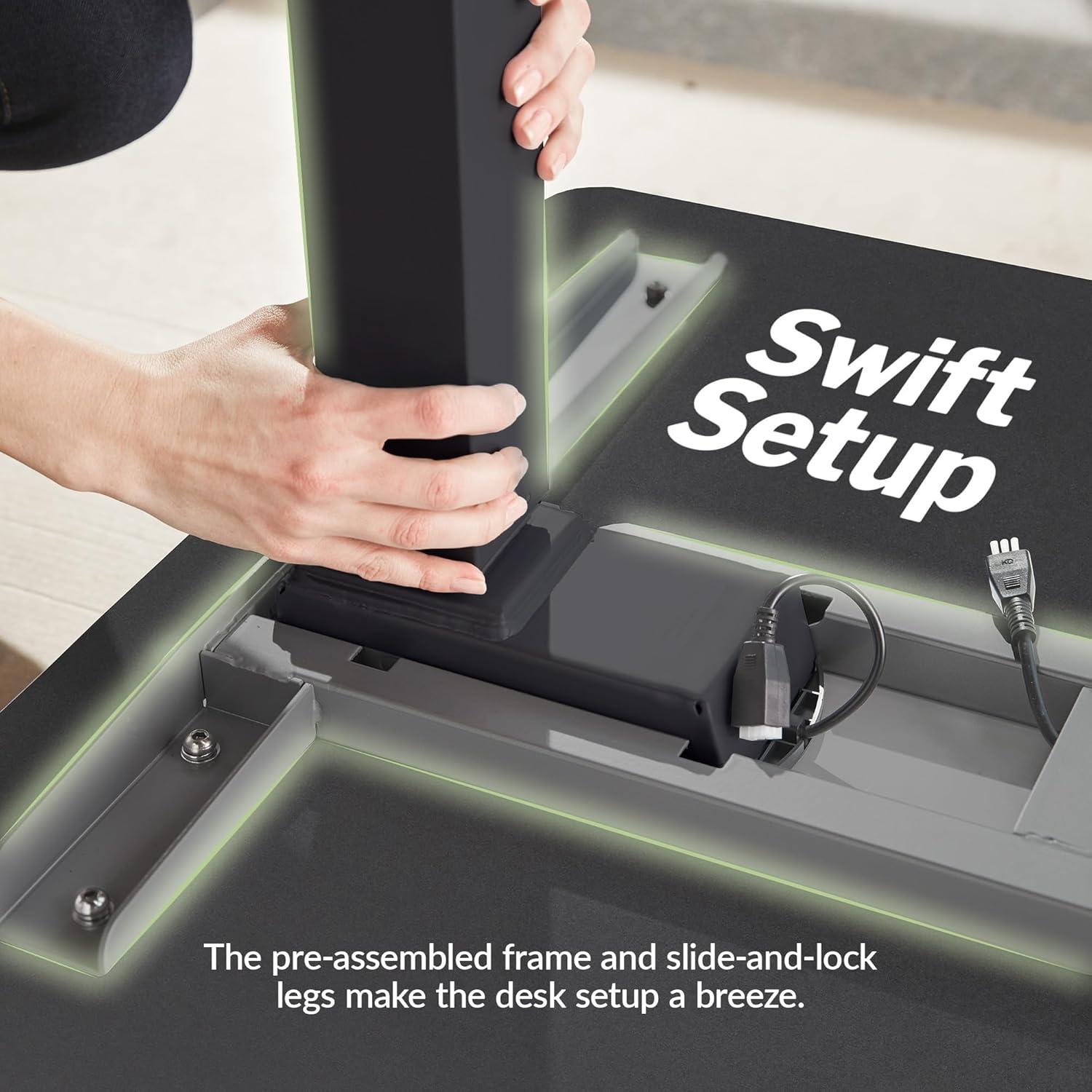 imageVari ComfortEdge Electric Height Adjustable Standing Desk 40x26 Varidesk SitStand Desk for Home Office Sloped Ergonomic Front Edge Stable Legs Easy Assembly 2 Boxes Walnut TopWhite LegsBlack Top Black Legs