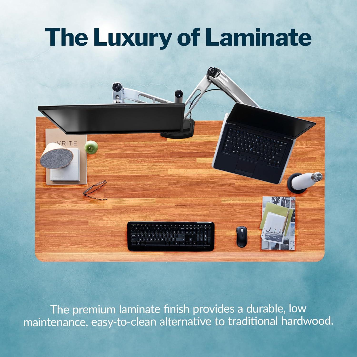 imageVari ComfortEdge Electric Height Adjustable Standing Desk 40x26 Varidesk SitStand Desk for Home Office Sloped Ergonomic Front Edge Stable Legs Easy Assembly 2 Boxes Walnut TopWhite LegsButcher Block Top Slate Legs