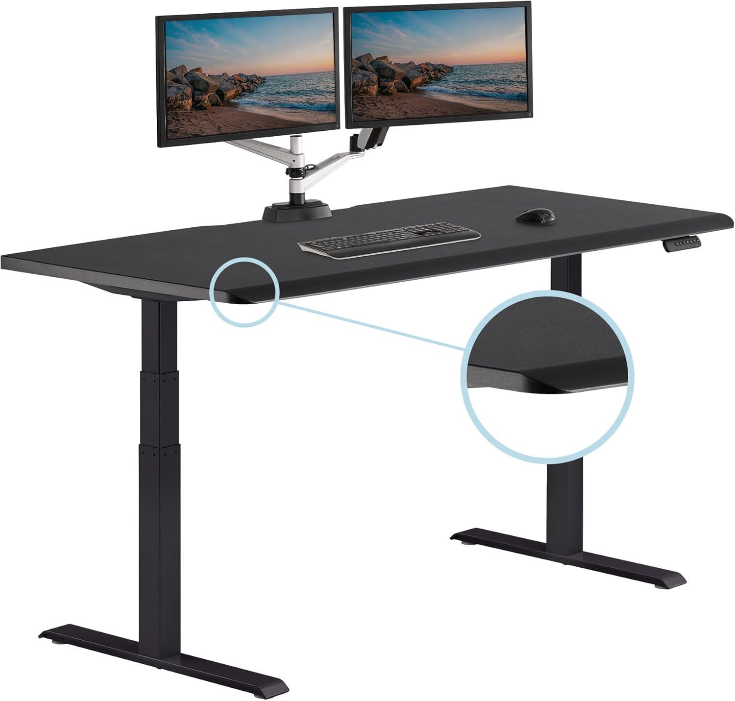 imageVari ComfortEdge Electric Height Adjustable Standing Desk 40x26 Varidesk SitStand Desk for Home Office Sloped Ergonomic Front Edge Stable Legs Easy Assembly 2 Boxes Walnut TopWhite LegsBlack Top Black Legs