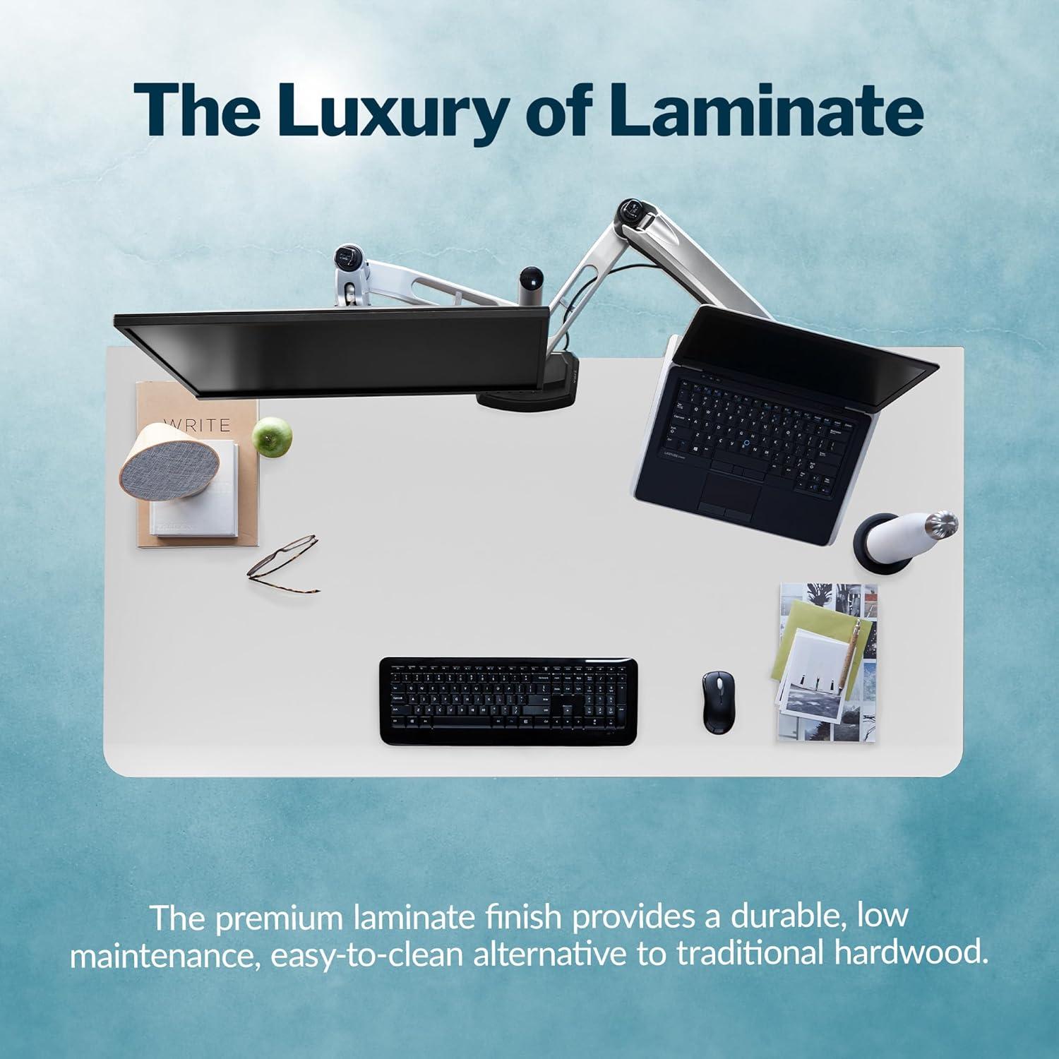 imageVari ComfortEdge Electric Height Adjustable Standing Desk 40x26 Varidesk SitStand Desk for Home Office Sloped Ergonomic Front Edge Stable Legs Easy Assembly 2 Boxes Walnut TopWhite LegsWhite Top Silver Legs