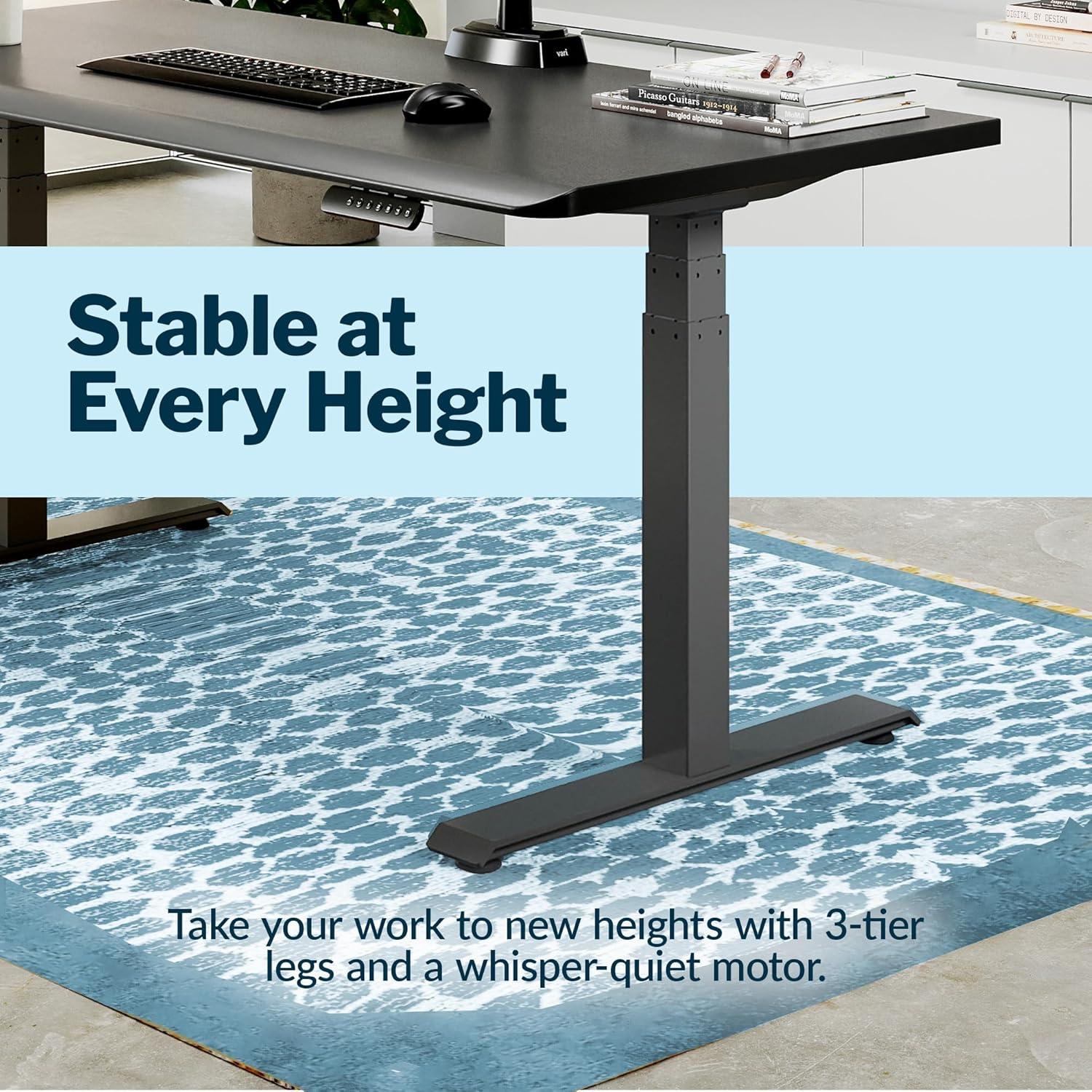 imageVari ComfortEdge Electric Height Adjustable Standing Desk 40x26 Varidesk SitStand Desk for Home Office Sloped Ergonomic Front Edge Stable Legs Easy Assembly 2 Boxes Walnut TopWhite LegsBlack Top Slate Legs