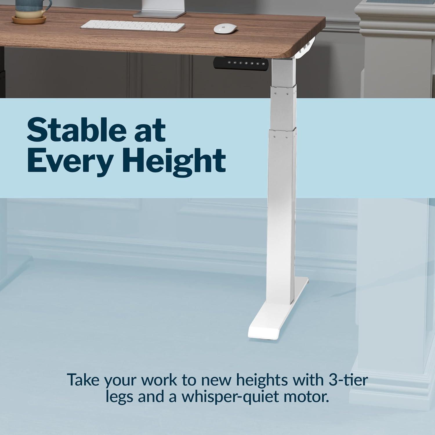 imageVari ComfortEdge Electric Height Adjustable Standing Desk 40x26 Varidesk SitStand Desk for Home Office Sloped Ergonomic Front Edge Stable Legs Easy Assembly 2 Boxes Walnut TopWhite LegsWalnut Top White Legs