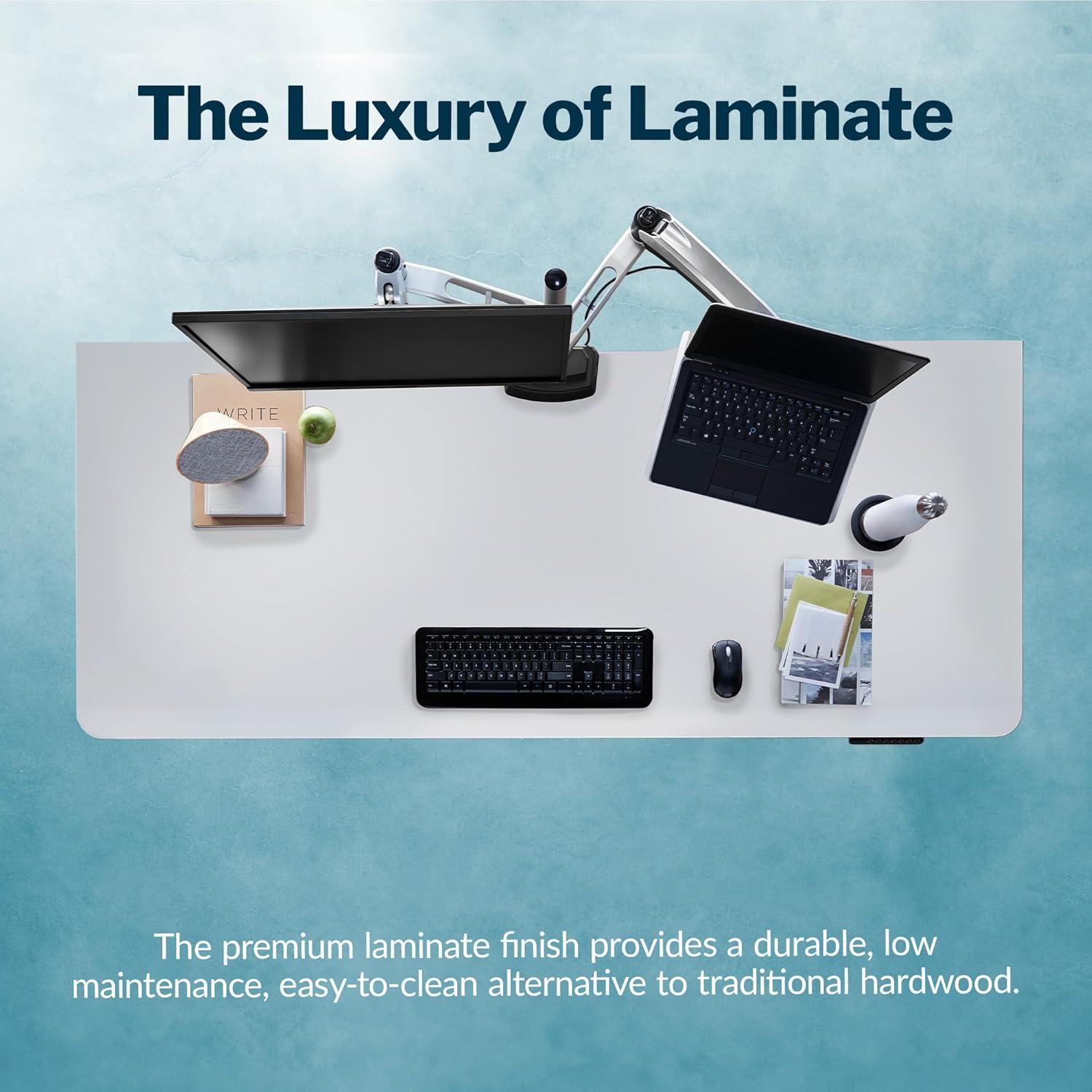 imageVari ComfortEdge Electric Height Adjustable Standing Desk 40x26 Varidesk SitStand Desk for Home Office Sloped Ergonomic Front Edge Stable Legs Easy Assembly 2 Boxes Walnut TopWhite LegsWhite Top Silver Legs