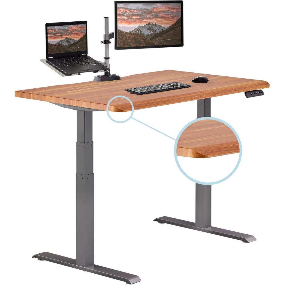 imageVari ComfortEdge Electric Height Adjustable Standing Desk 40x26 Varidesk SitStand Desk for Home Office Sloped Ergonomic Front Edge Stable Legs Easy Assembly 2 Boxes Walnut TopWhite LegsButcher Block Top Slate Legs