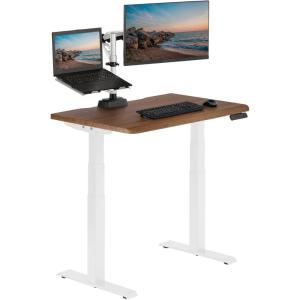 Vari ComfortEdge Electric Height Adjustable Standing Desk – 40×26 Varidesk Sit-Stand Desk for Home Office, Sloped Ergonomic Front Edge, Stable Legs, Easy Assembly, 2 Boxes – Walnut Top/White Legs(Walnut Top / White Legs)